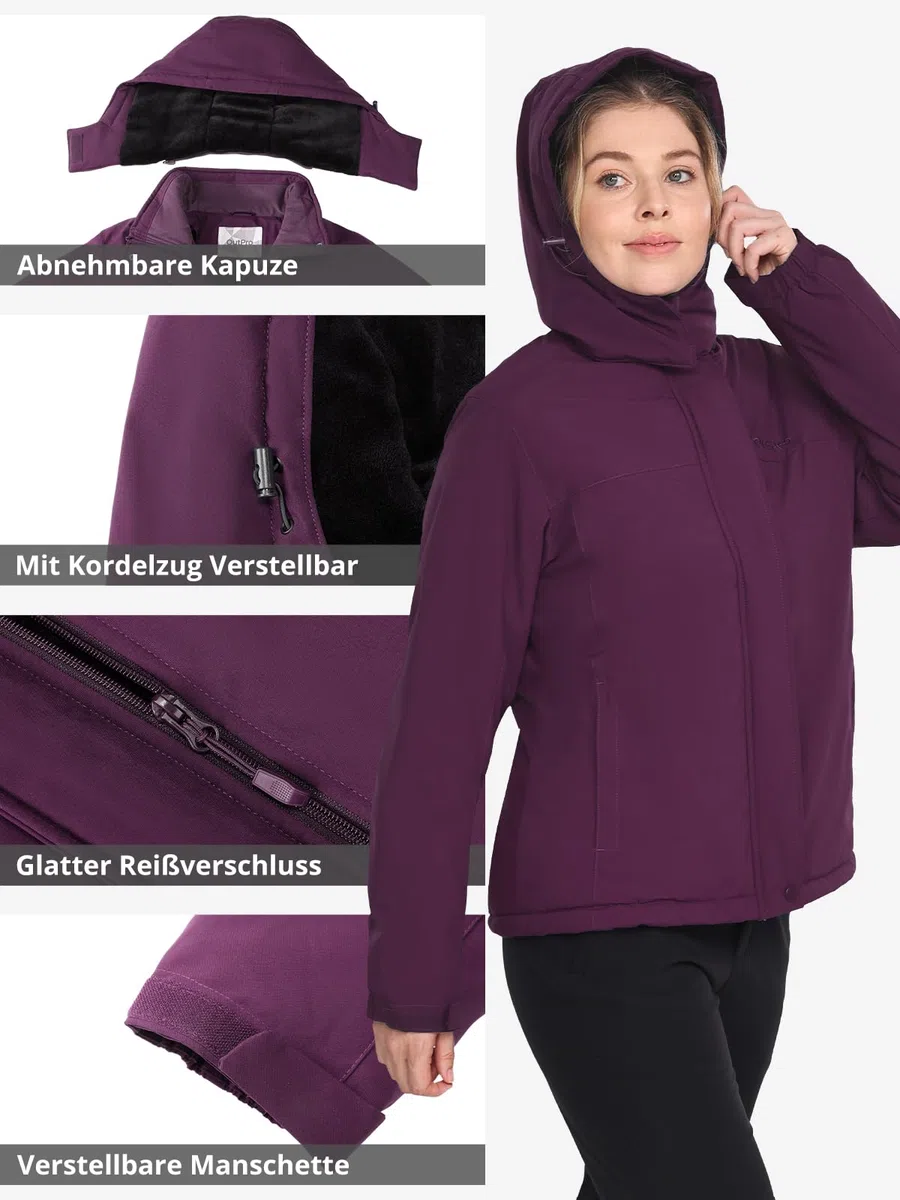 OutPro Giacca da sci invernale da donna, in pile caldo, impermeabile, da snowboard