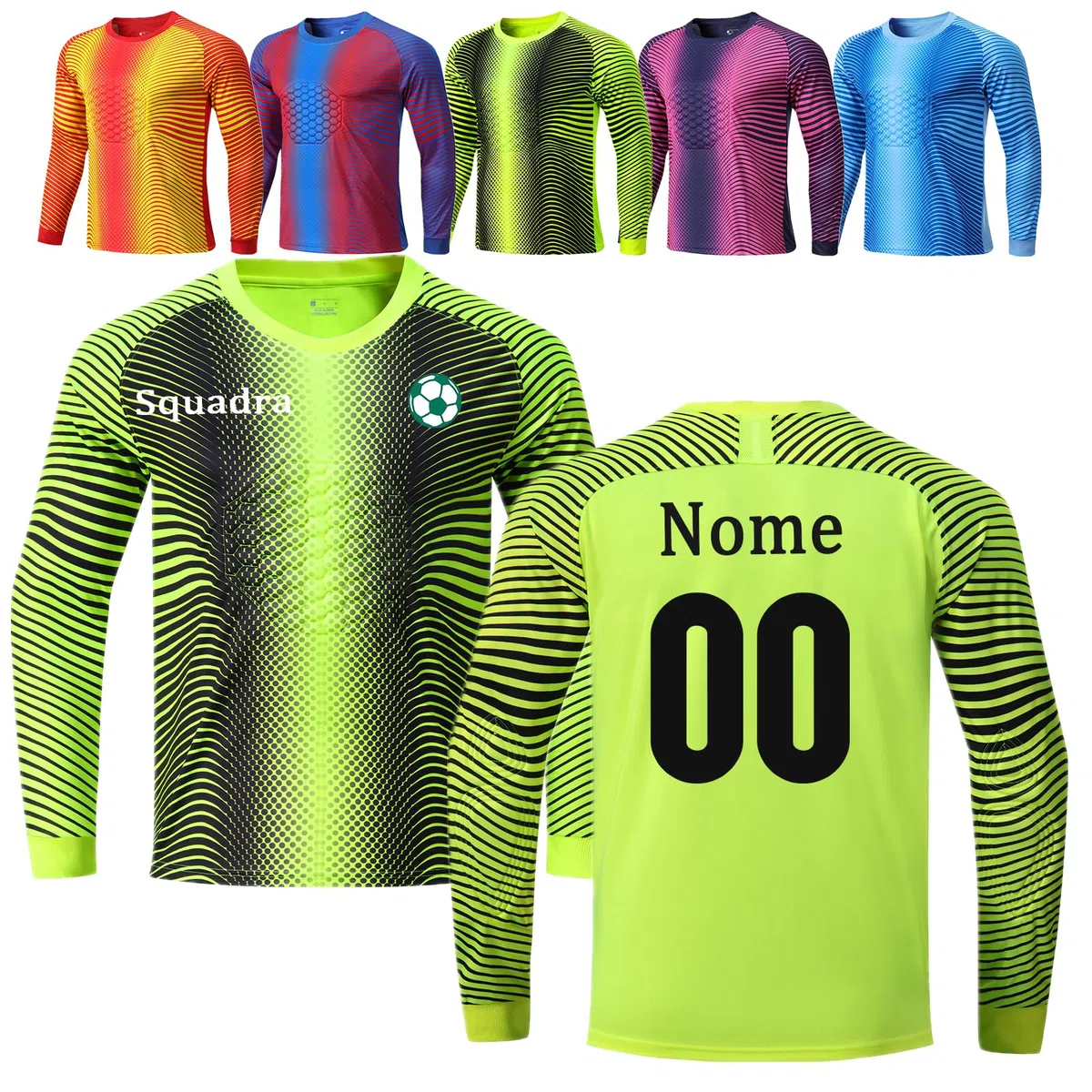 OPUTWDF Personalizzabile Completo Portiere Calcio Bambino e Uomo Divisa Portiere Calcio Maglia Personalizzata Portiere per Bambini Adulti Divisa Portiere Calcio