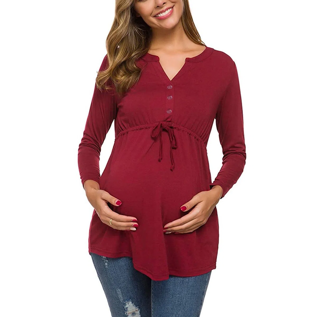 Premaman Top L'Allattamento al Seno Donna Felpa Premaman Allattamento Maglia Trasparente con Maniche Lunghe per Gravidanza T-Shirt maternità in Cotone Magliette di maternità Donna Bluse Camicetta Tops