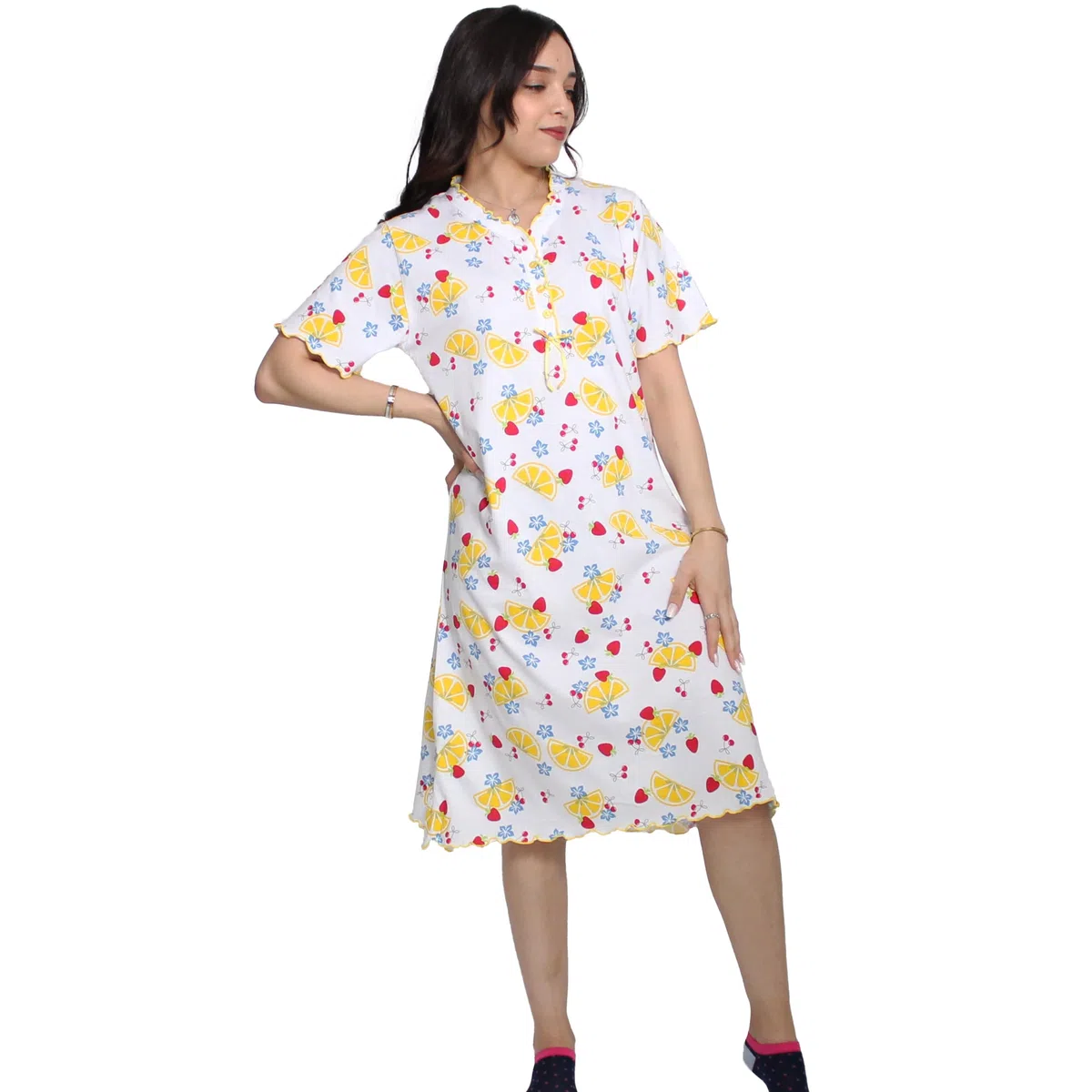Leedya Camicia da Notte Donna Manica Corta in Cotone 100% – Estiva, Freschezza e Traspirabilità Naturale, vestibilità Comoda, Made in Italy