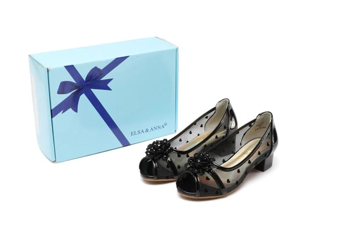 ELSA & ANNA Scarpe da principessa per ragazze - Scarpe con tacco 3cm - Scarpe per costumi Elsa glitterate per feste e compleanni - Tacchi alti per bambini (GLD13)