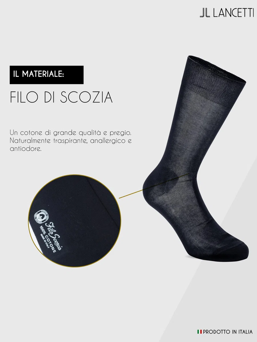 6 Paia di Calze Classiche Eleganti per Uomo in Cotone Filo di Scozia - Altezza Polpaccio - Vari Colori Disponibili