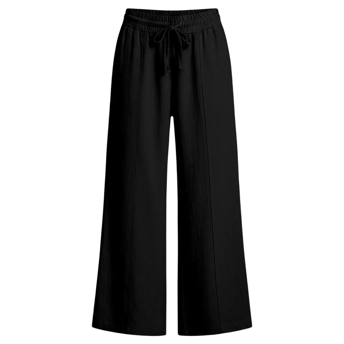 Generico Pantaloni Donna Estivi Lino Casual Leggeri Elastico in Vita Eleganti Baggy Linen Pants Pantalone da Spiaggia Lavoro Vita Alta Pantalone con Coulisse Gamba Larga S-XXL