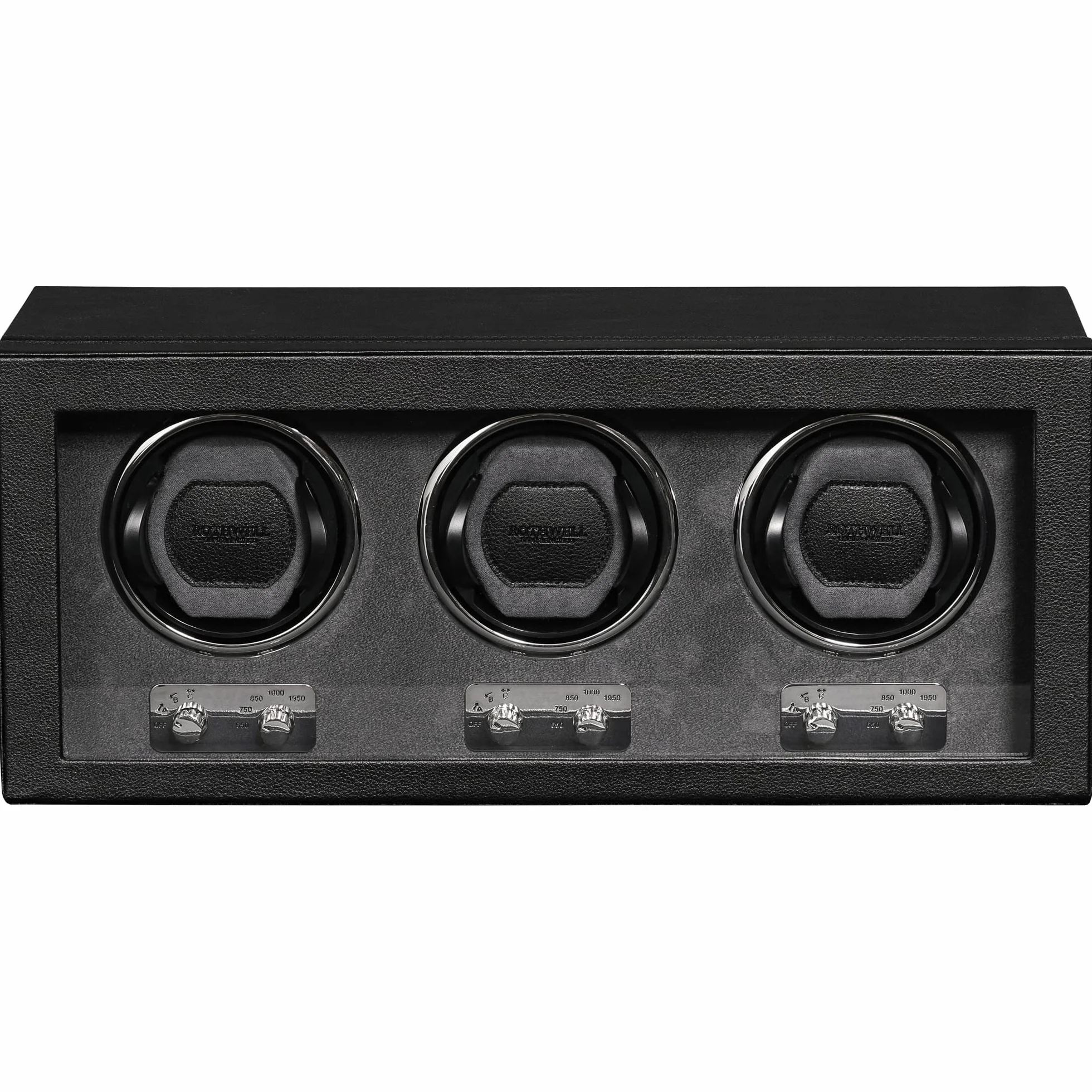 ROTHWELL Triple Watch Winder per orologi automatici con motore silenzioso con velocità multiple e impostazioni di rotazione (Nero/Grigio)
