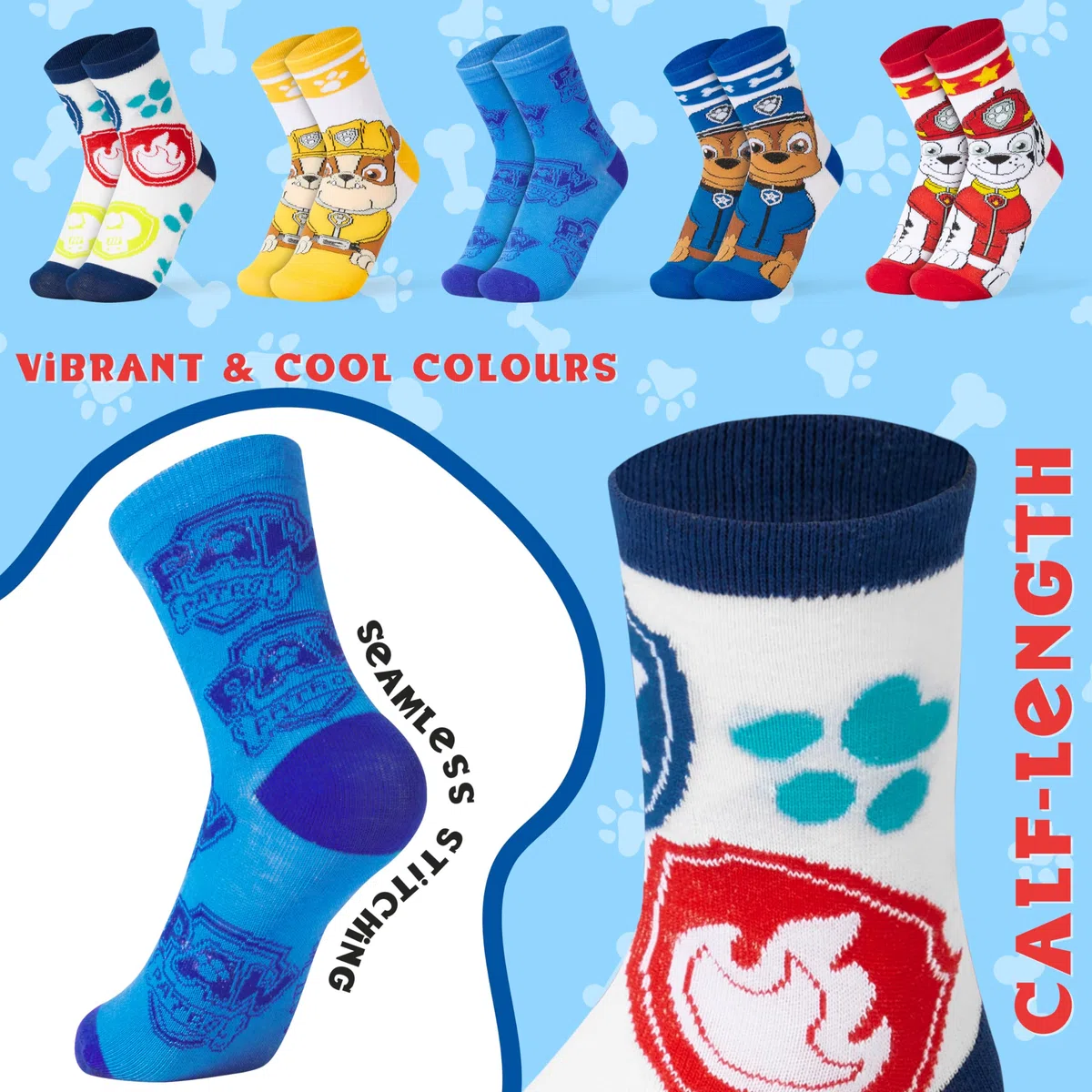 Paw Patrol Calzini Ragazzo Divertenti, Confezione da 5 Calze Bambino Morbido e Traspirante, Idee Regali per Bambini