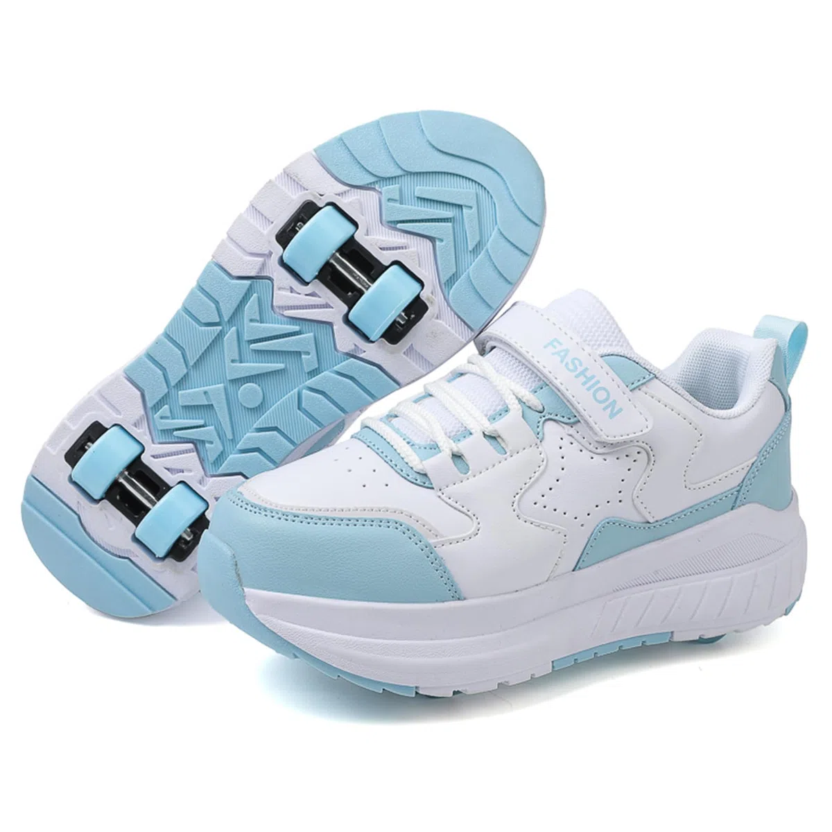FANSU Scarpe con Rotelle Bambina Bambino, Ragazzi Scarpe Pattini con 4 Ruote Scomparsa, 2 in 1 Multisport Running Sneakers Scarpe con Ruote Unisex Ragazze