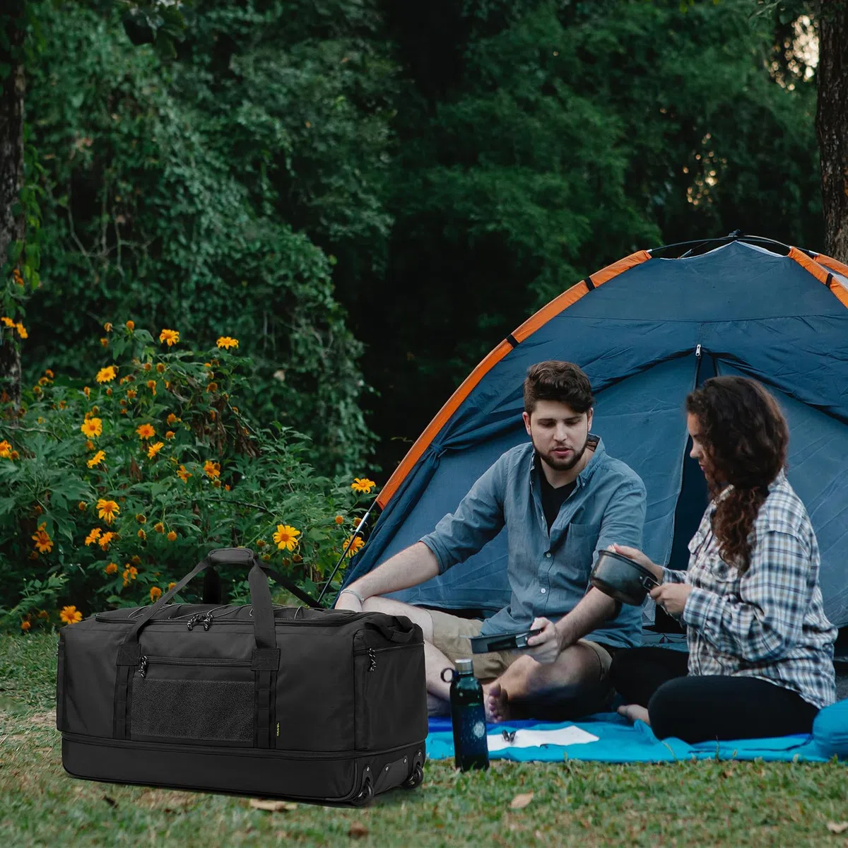 Laripwit Borsone da Viaggio con Ruote XXL 130-170L Espandibile Borsa Sportiva Pieghevole Grande Weekender per Viaggi, Campeggio, Nero