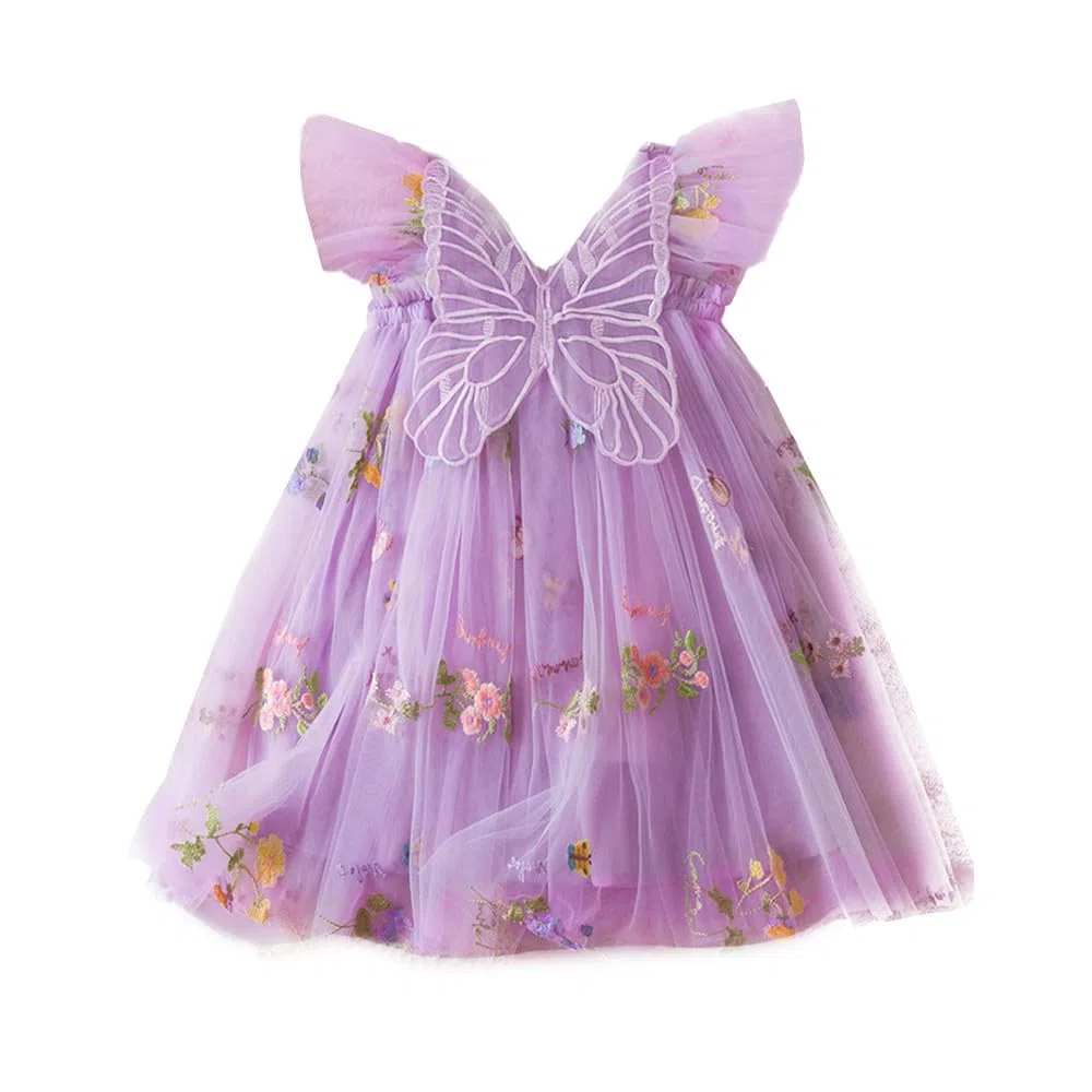 Vestito Tutu Bambina Senza Maniche Vestito Tulle Farfalla Ricamo Festa Compleanno Principessa Vestito Estivo
