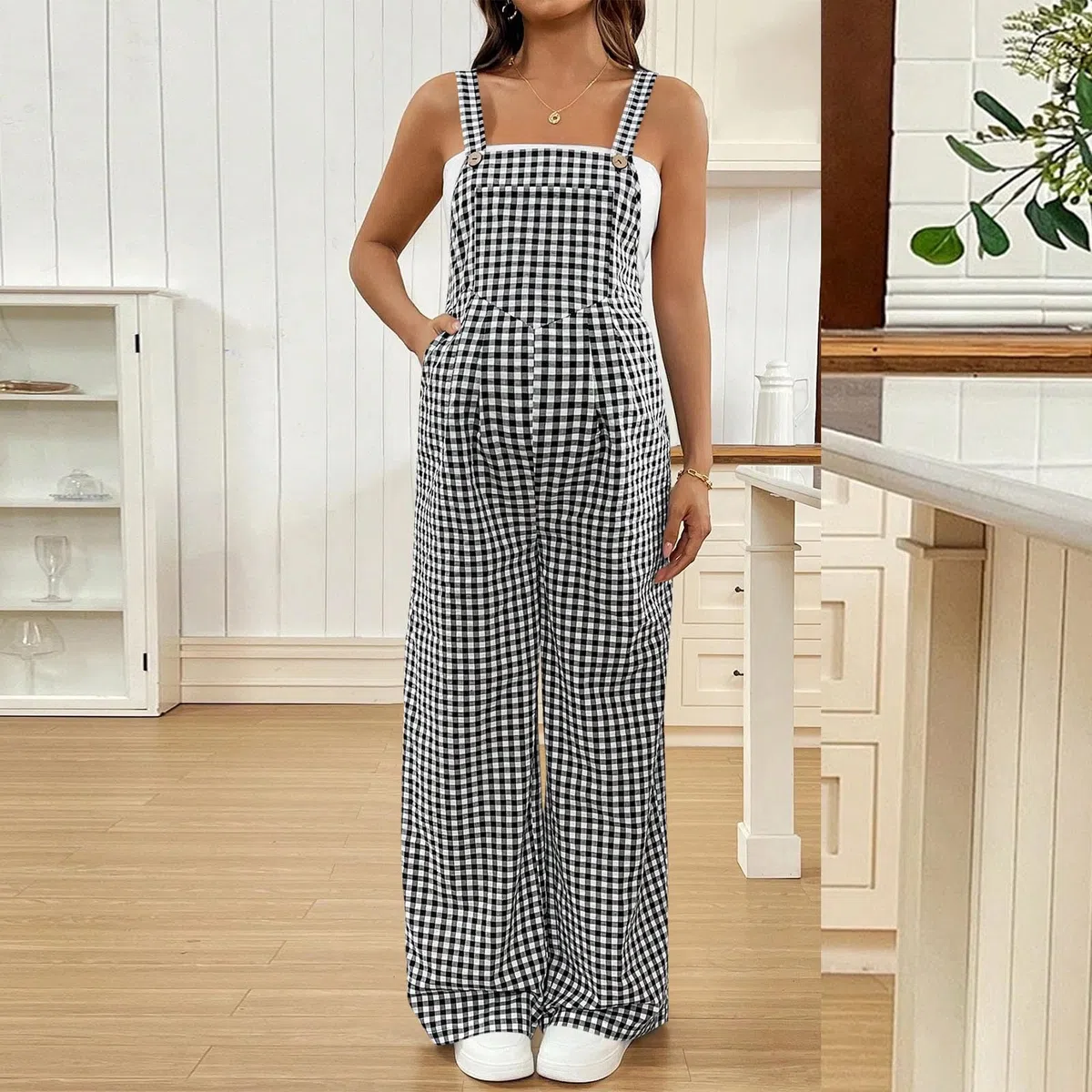 Salopette Premaman da Donna,2026 Stampa a Quadri Pantaloni Tuta Vita Regolabile Pantalone Palazzo Estiva Pantaloni,Comodi Morbido Leggings vestibilità Ampia Pants Elegante Abbigliamento