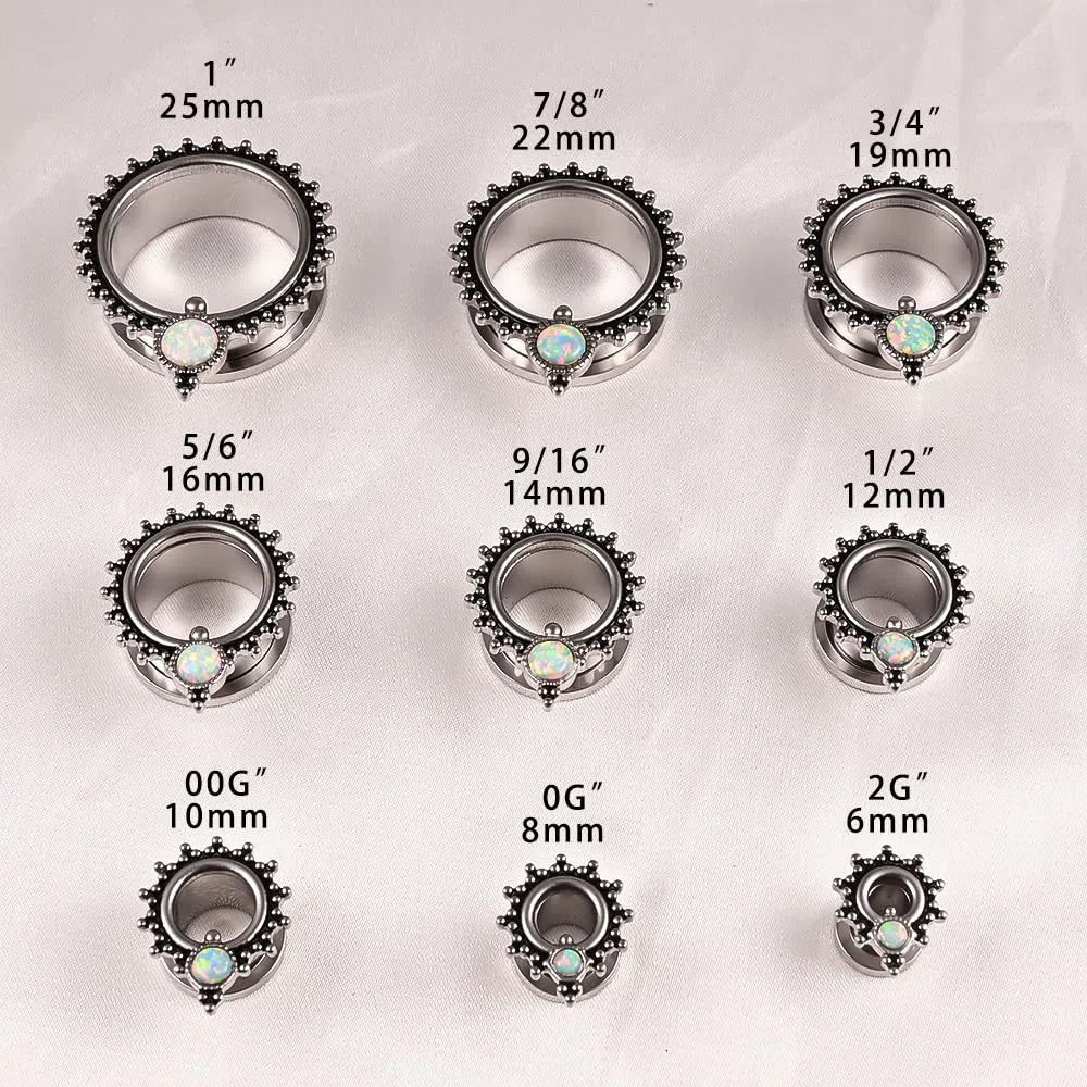 Vankula Dilatatori Lobo Double Flared tunnel dilatatore orecchie Opale in Acciaio inossidabile lobi piercing espansori Gioielli Uomo Donna 6mm a 19mm