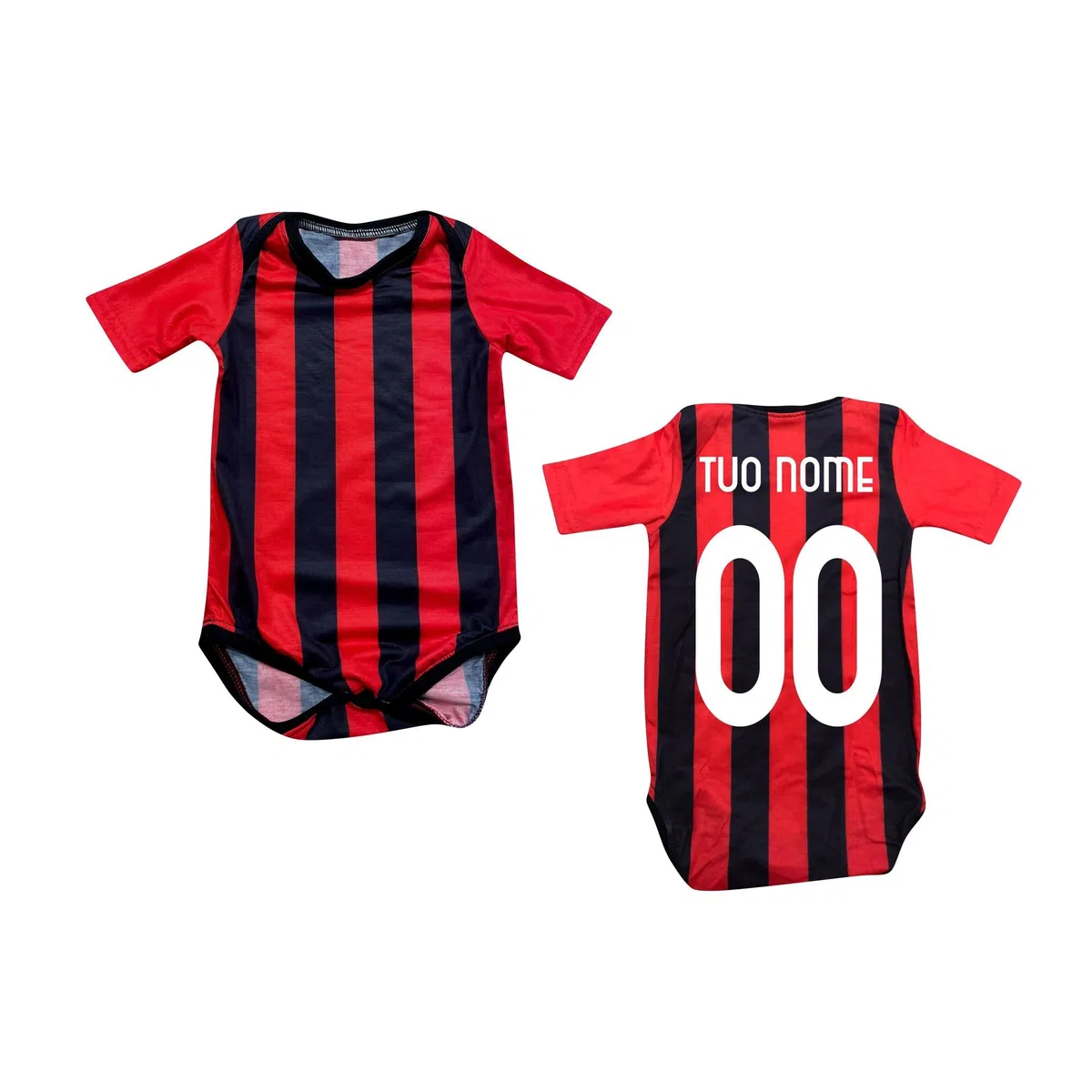 MAESTRI DEL CALCIO Body Milanista Neonato Rossonero Personalizzato Personalizzabile
