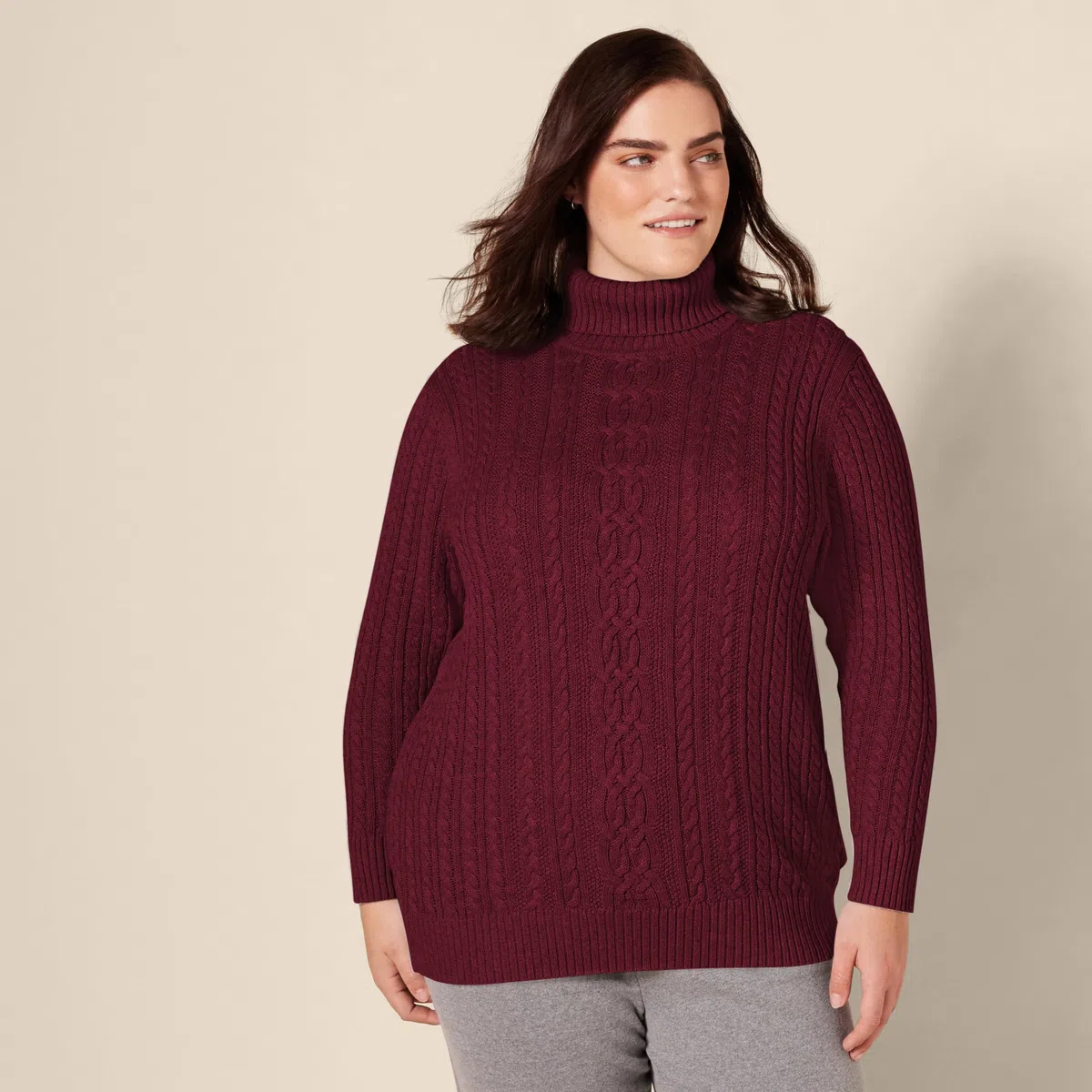 Amazon Essentials Donna Maglione A Collo Alto Intrecciato con Screziatura (Taglie Forti Disponibili)
