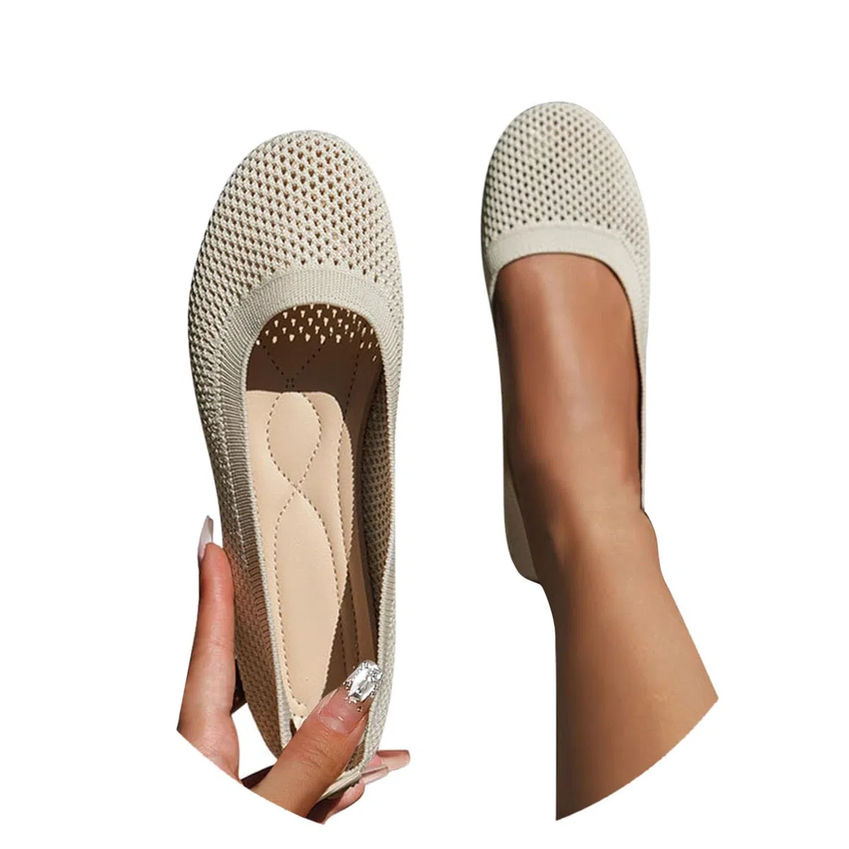 Décolleté Donna Primavera Estive 36-43 EU in Rete Traspirante Traforata Decollete Slip-on Casual Senza Lacci Scarpe Eleganti Basse da Ballo Ballerine a Punta Comode per Lavoro Casa Dance,