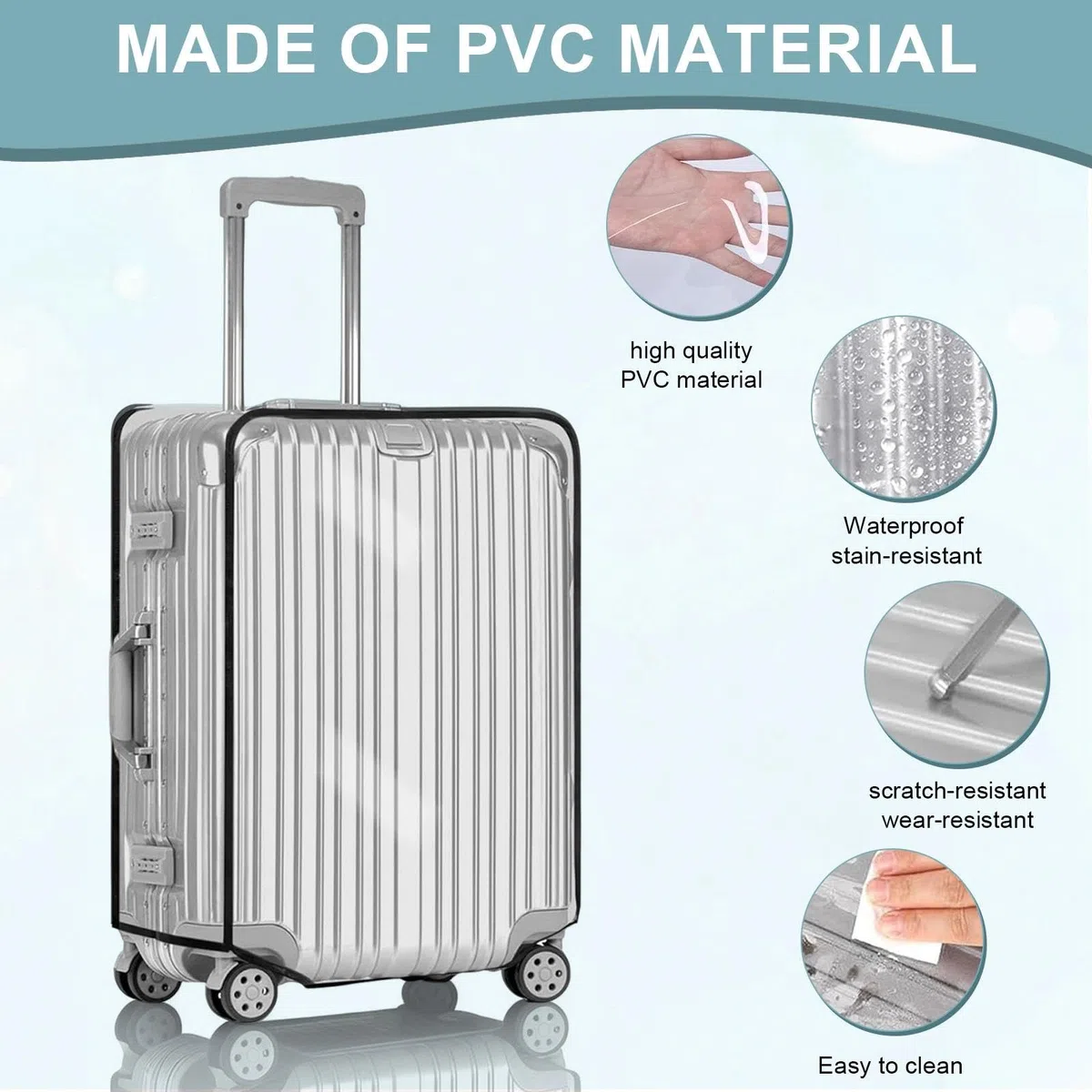 3 Pezzi Copri Valigia Grande 20+24+28 Pollici Copertura Trasparente Custodie Protettive in PVC Impermeabile Anti-polvere e Antigraffio per Casa, Viaggi