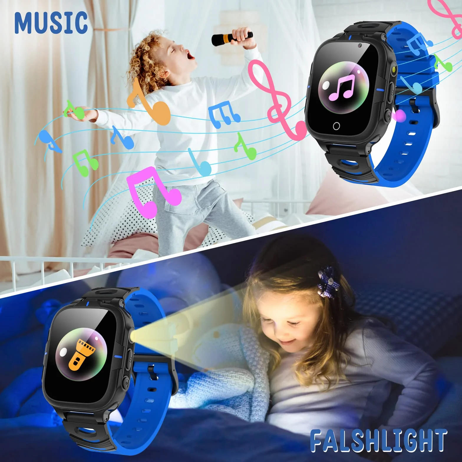 Orologio Smartwatch Bambini con 24 Giochi, Smartwatch Bambini Telefono per Ragazzo e Ragazza Musica Fotocamera SOS Cellulare Torcia Sveglia, Orologio per Bambino Regalo di Compleanno