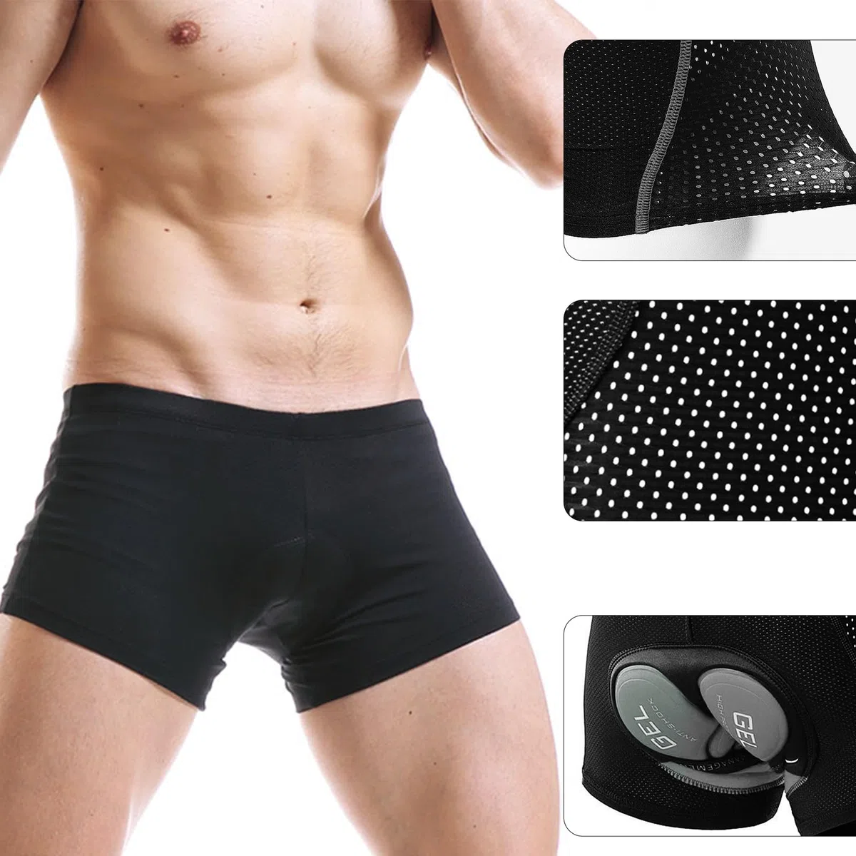NuCamper Uomo Pantaloncini da Ciclismo Imbottiti con Elastico 5D Gel Seat Pad Resistente agli Urti Asciugatura Rapida Traspirante Pantaloni da Ciclismo Intimo da Bicicletta