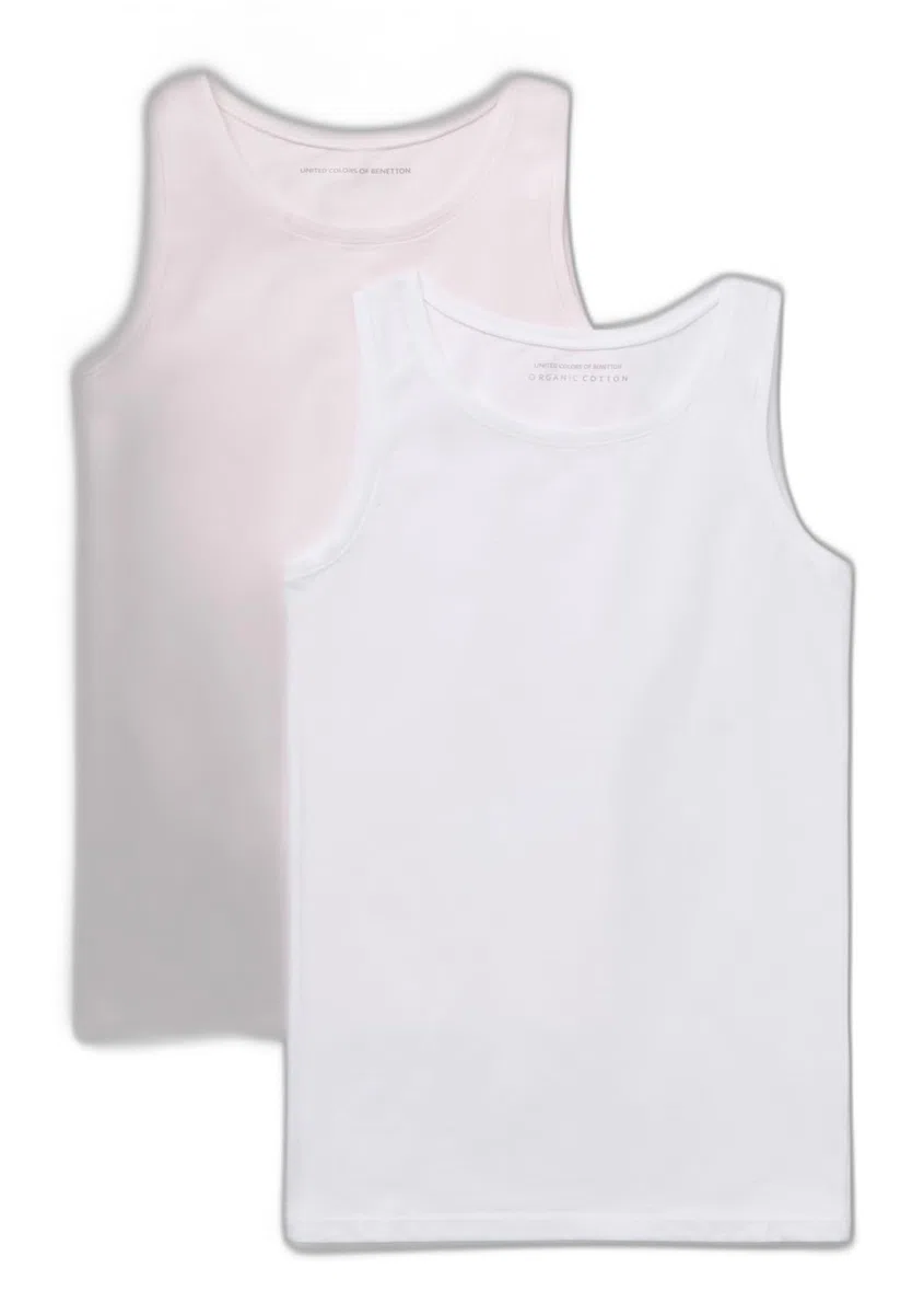 United Colors of Benetton Set 2 Canotte 3zqm0h406 Canottiera Bambine e Ragazze (Pacco da 1)