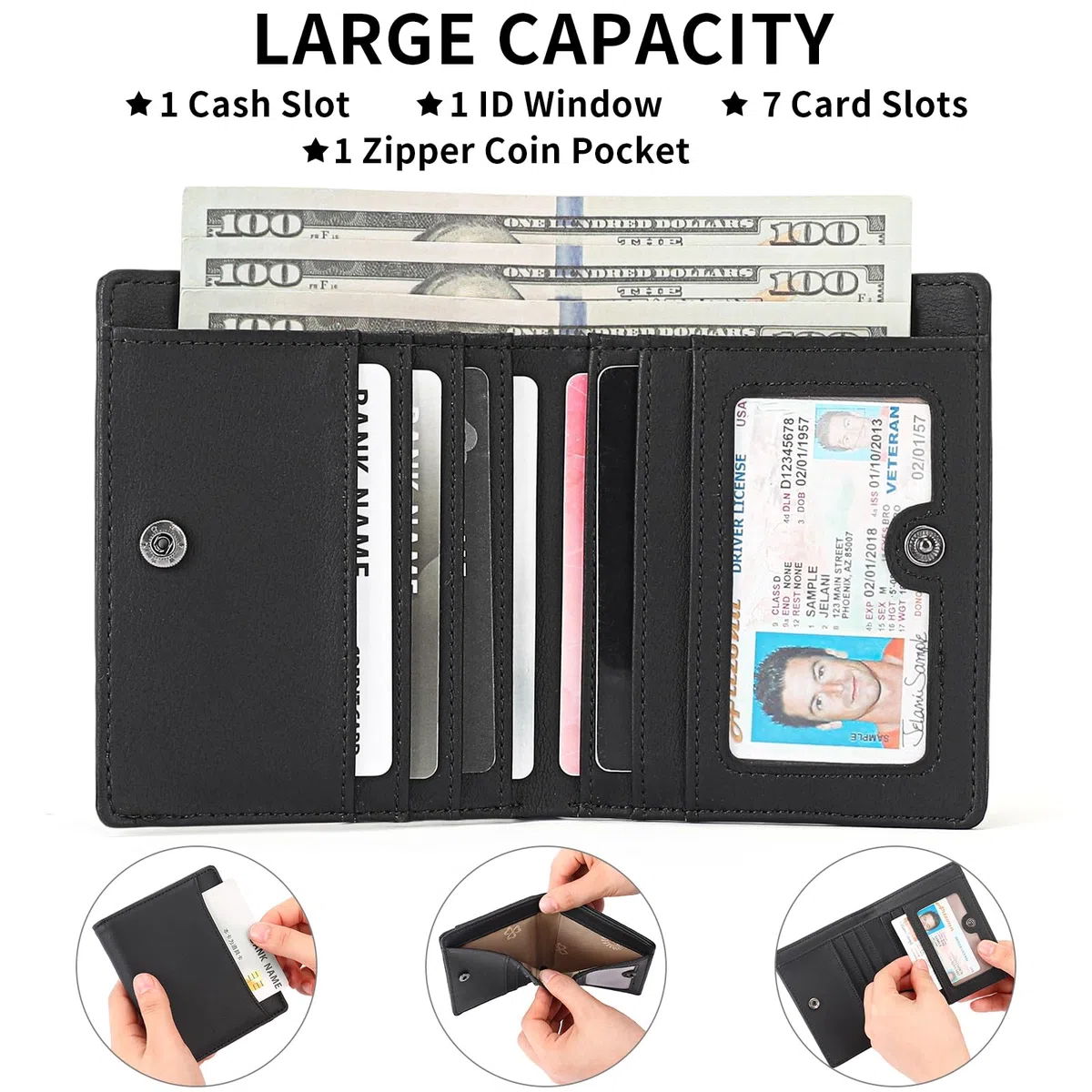 GAEKEAO Portafoglio Uomo Piccolo Portamonete con Protezione RFID slim 8 Porta Carte di Credito mini portafoglio uomo Pelle