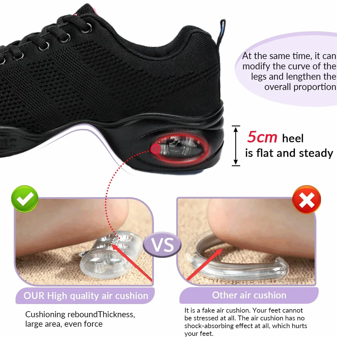 Hixingo Scarpe da Ballo Sportive Donna Fitness Ginnastica Sneakers Scarpe da Running Casual Traspirante Antiscivolo Jazz Moderno Comode Classiche Scarpe Danza Sneakers