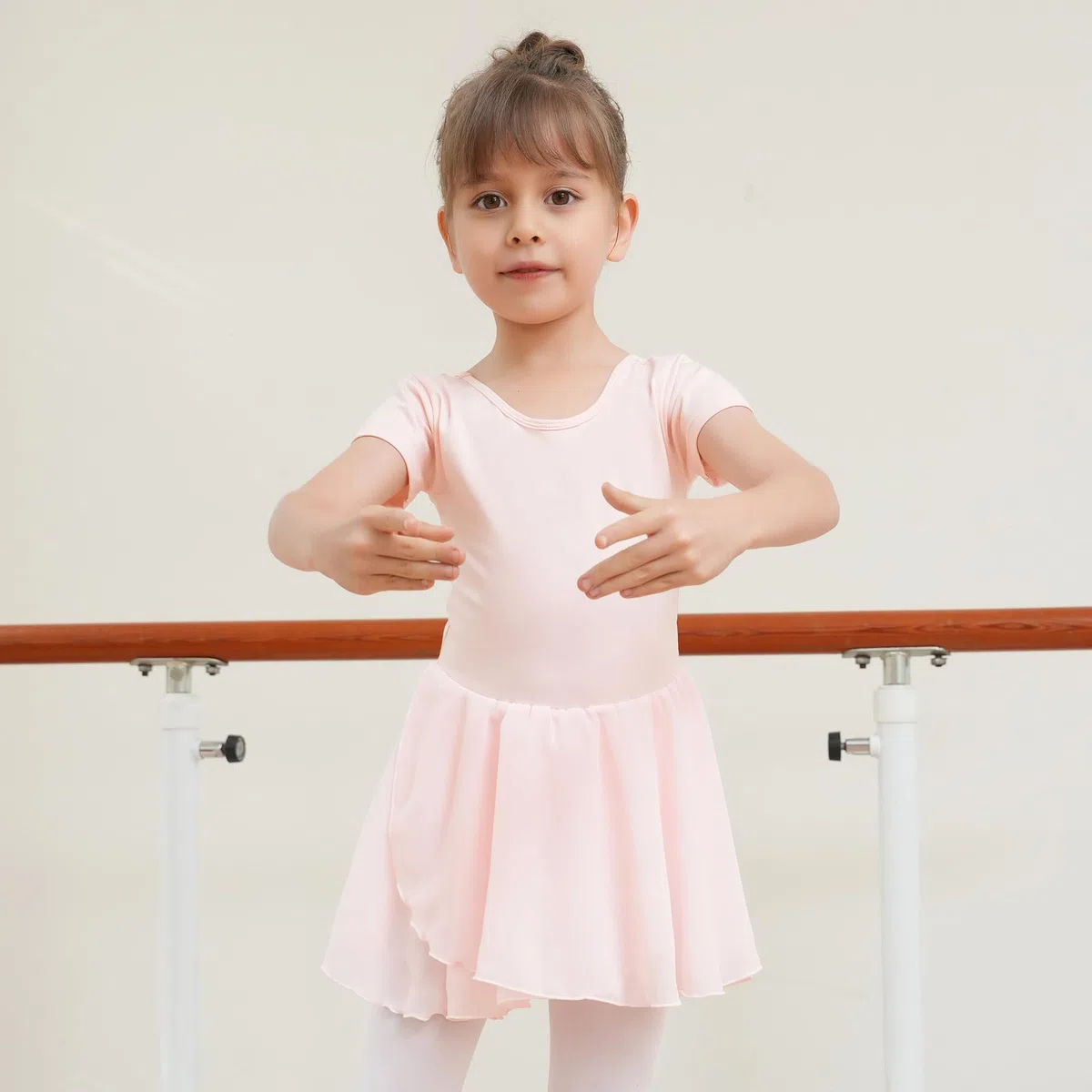 Ragazza Vestito da Balletto Body Ginnastica e Danza in Cotone a Maniche Corte con Chiffon Gonna Tutu per Bambini
