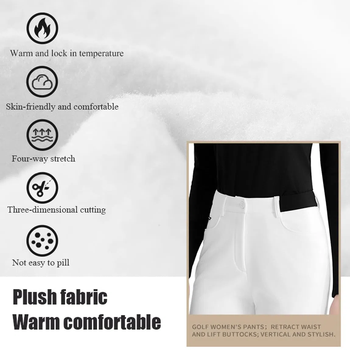 Pantaloni da Golf da Donna, Pantaloni Invernali in Pile Caldo Svasati, Pantaloni da Jogging Elasticizzati da Lavoro