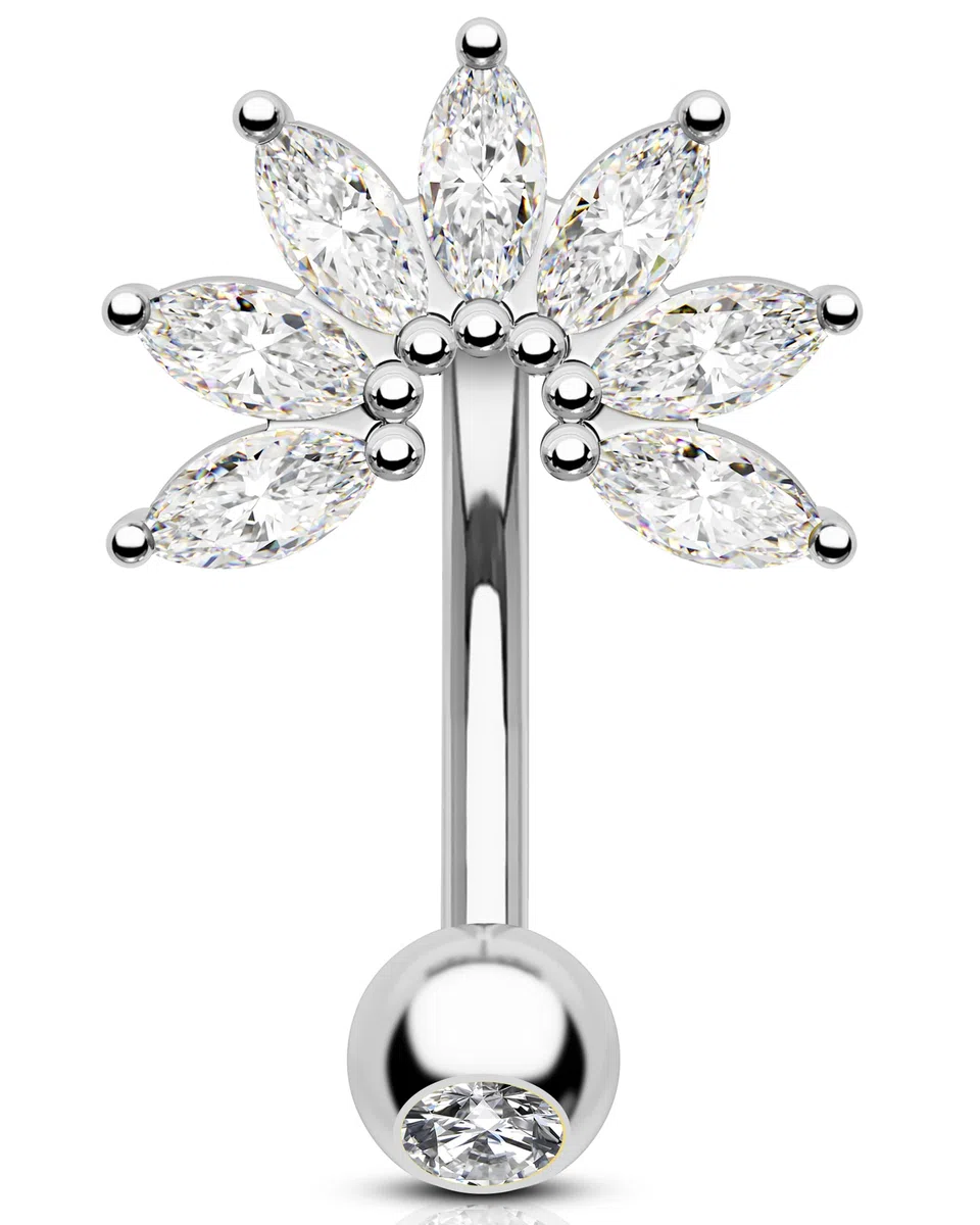 OUFER 16G Oro Orecchino Cartilagine Piercing Rook Barbell Acciaio Chirurgico 316L Eyebrow Bar CZ Trasparenti per Donna Helix Anellino 8 mm Lip Bar