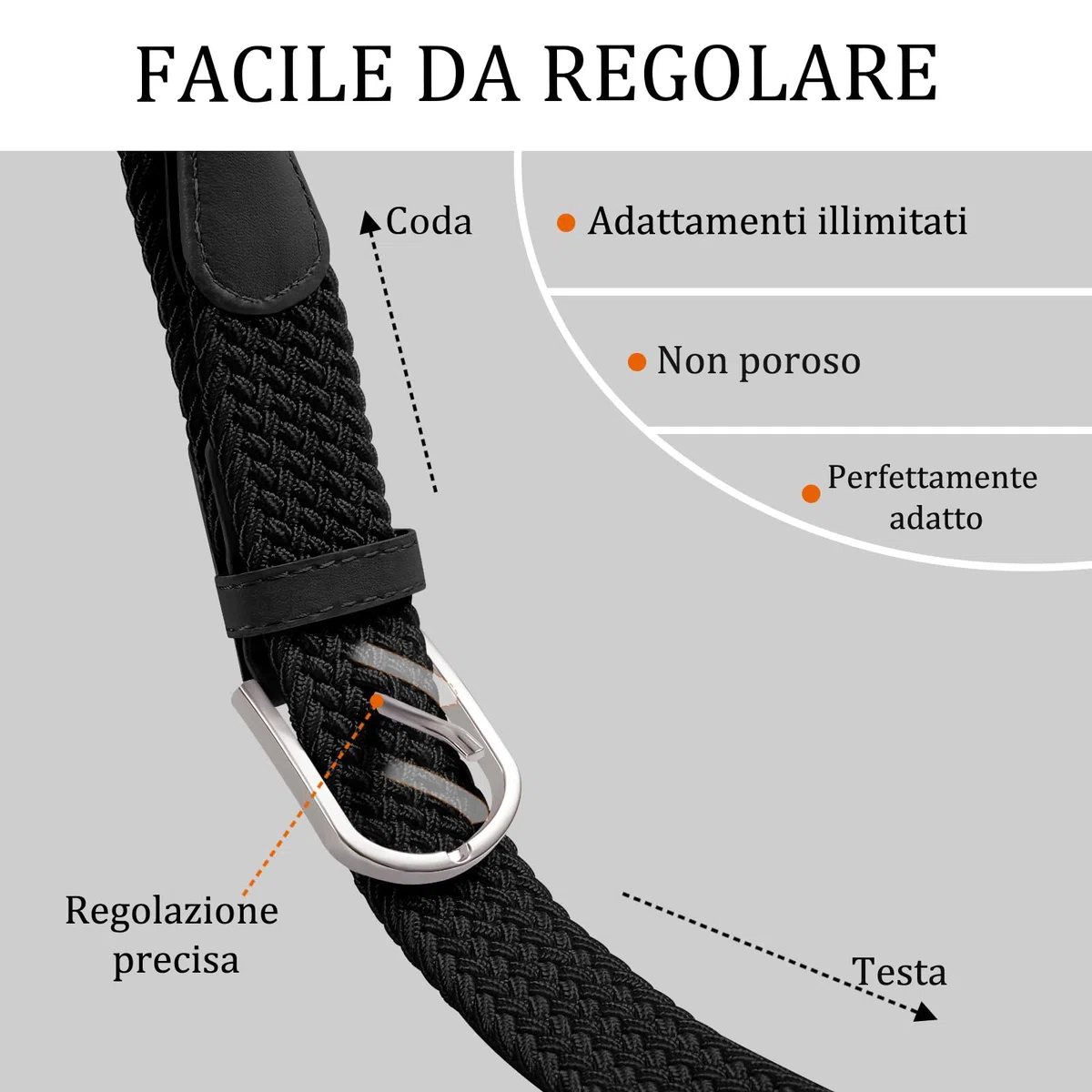 TANGCHAO Cintura Elastica Intrecciata per Uomo e Donna Cinturino Elastica Intrecciata con Fibbia in Lega di Zinco 33mm (1.25") Colori Multipli