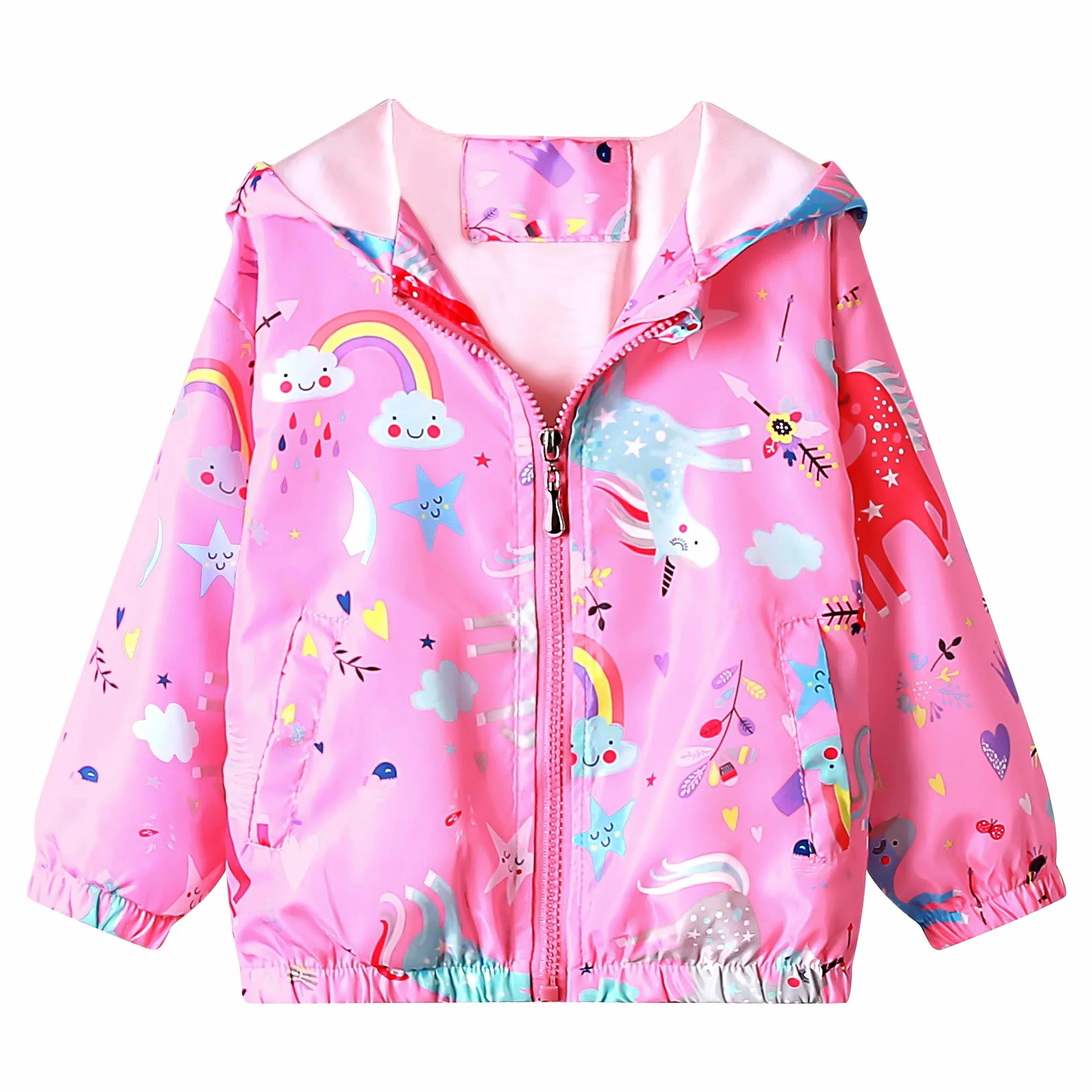 JinBei Bambina Cappotto Giacca a Vento Con Cappuccio Sottile Giacche e Cappotti Ragazza Abbigliamento per La Tuta Solare Cerniera Lampo Bimba Autunno Protezione Solare Vestiti Impermeabile 1-7 Anni