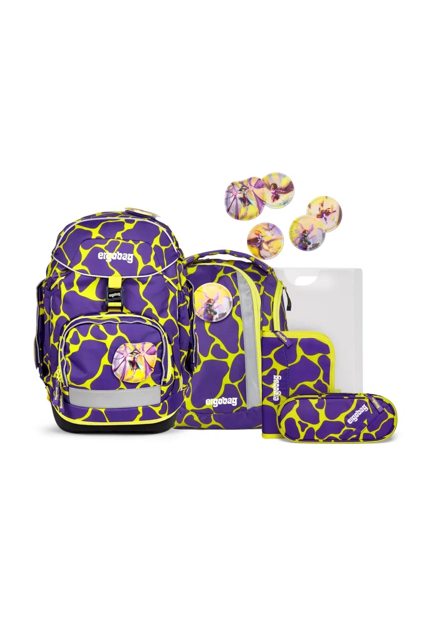 ergobag pack set Zaino scolastico ergonomico e flessibile, 6 pezzi, per la prima elementare