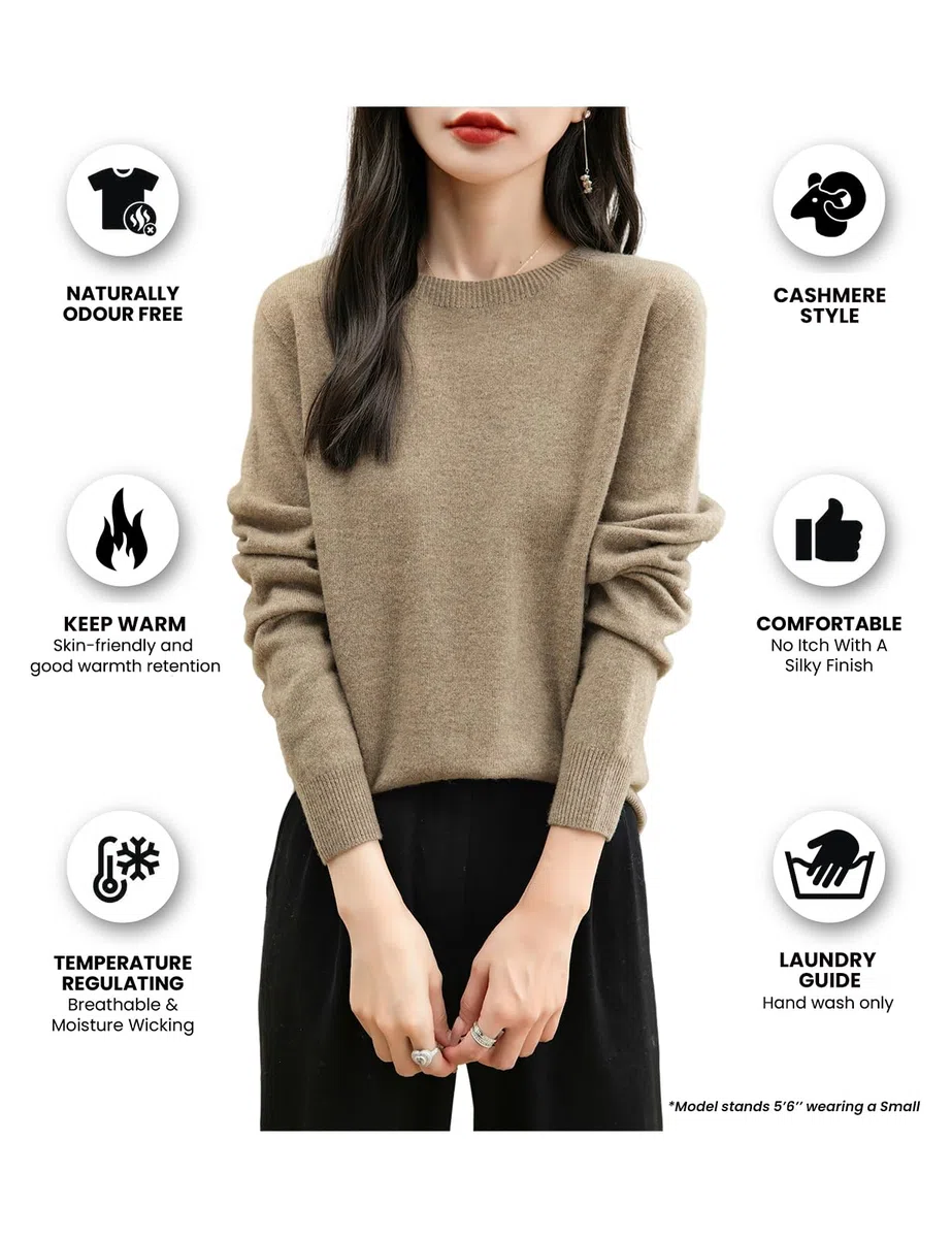 Chanyarn Maglione Girocollo da Donna in 100% Lana Merino 2025 Maglione Lavorato a Maglia Senza Cuciture a Maniche Lunghe
