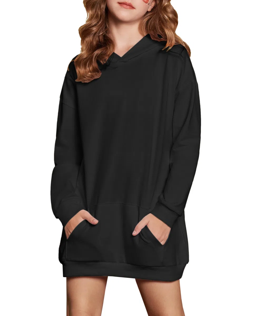 Arshiner Ragazza Felpe con Cappuccio Vestito Bambine Maniche Lunghe Moda Casual Hoodie Autunno Inverno Elegante Felpa con Cappuccio per Ragazze 5-14 Anni