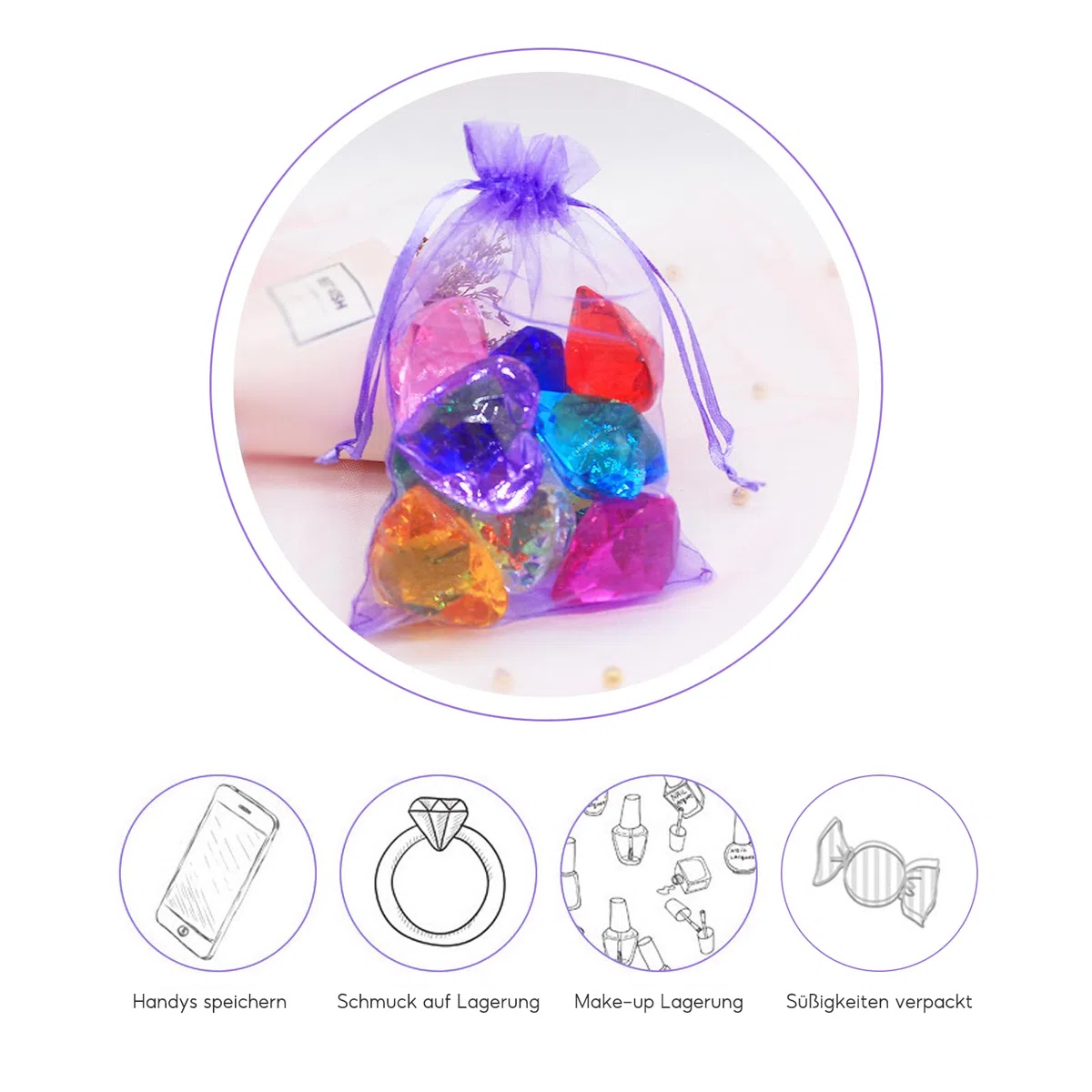 30 sacchetti in organza da riempire, per regali, matrimoni, Natale, feste, 20 x 30 cm, viola