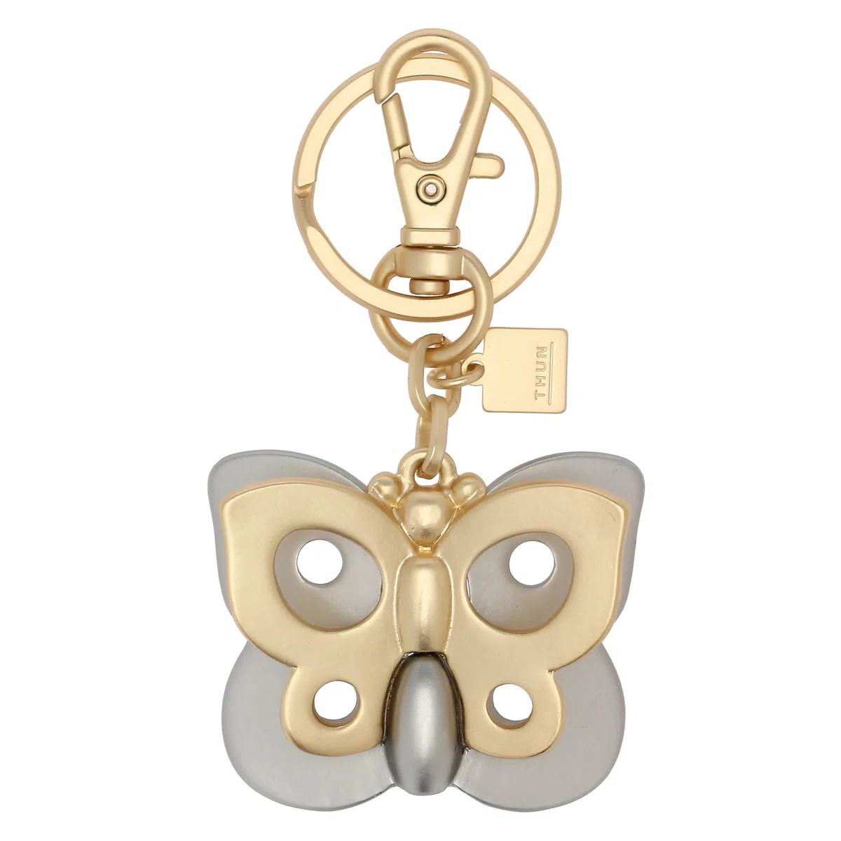 THUN - Portachiavi farfalla grande - metallo - Collezione Sempre con me - 4x8 cm
