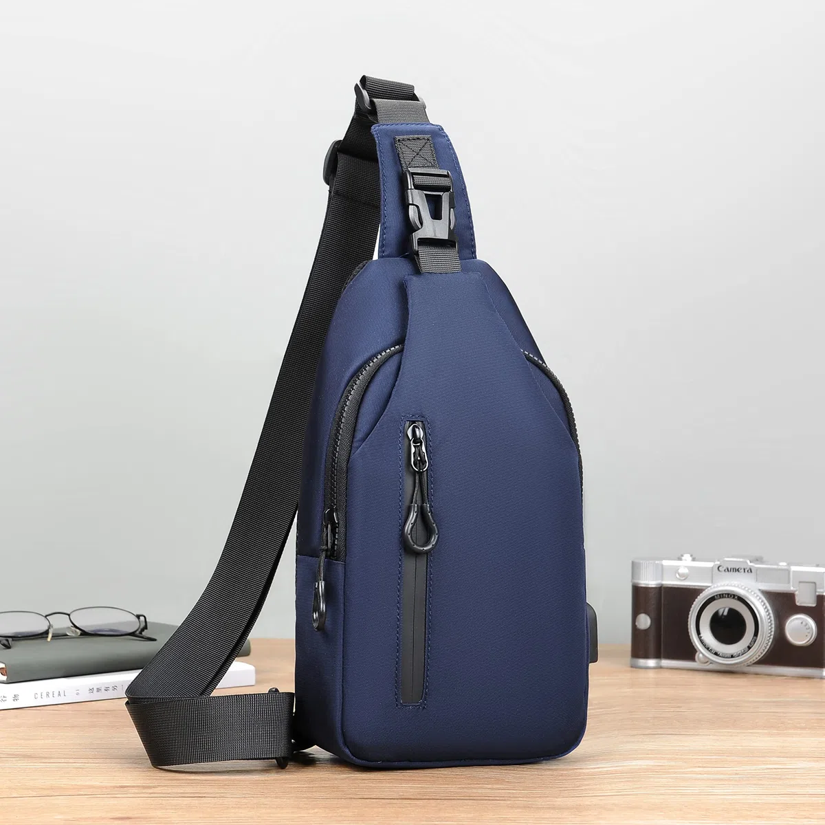 Mixroom - Monospalla Borsa Uomo Zaino Zainetto borsello a Tracolla Petto Porta USB Z26