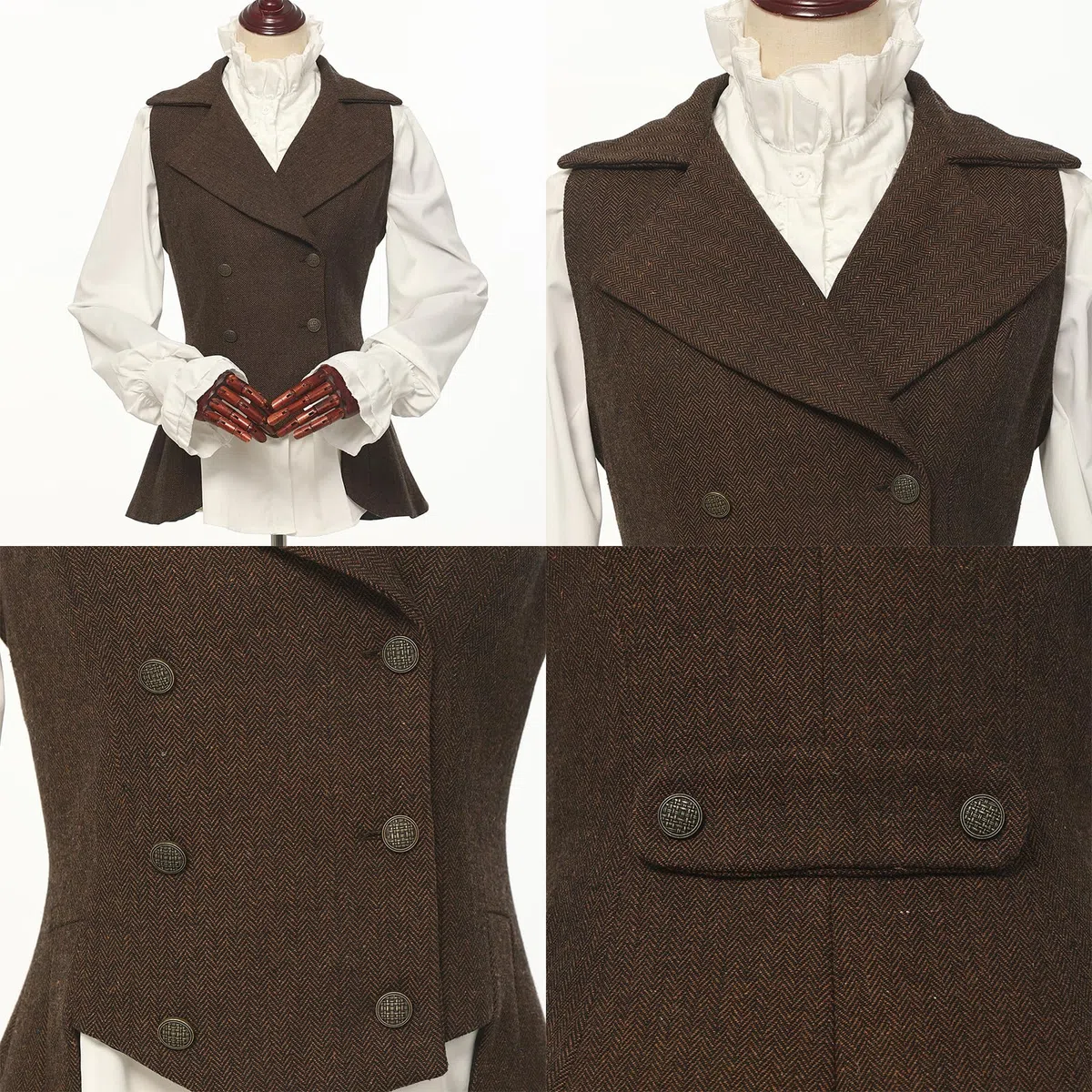 Gilet vittoriano da donna, stile anni '20, stile rinascimentale, in tweed, stile gotico, steampunk, giacca top