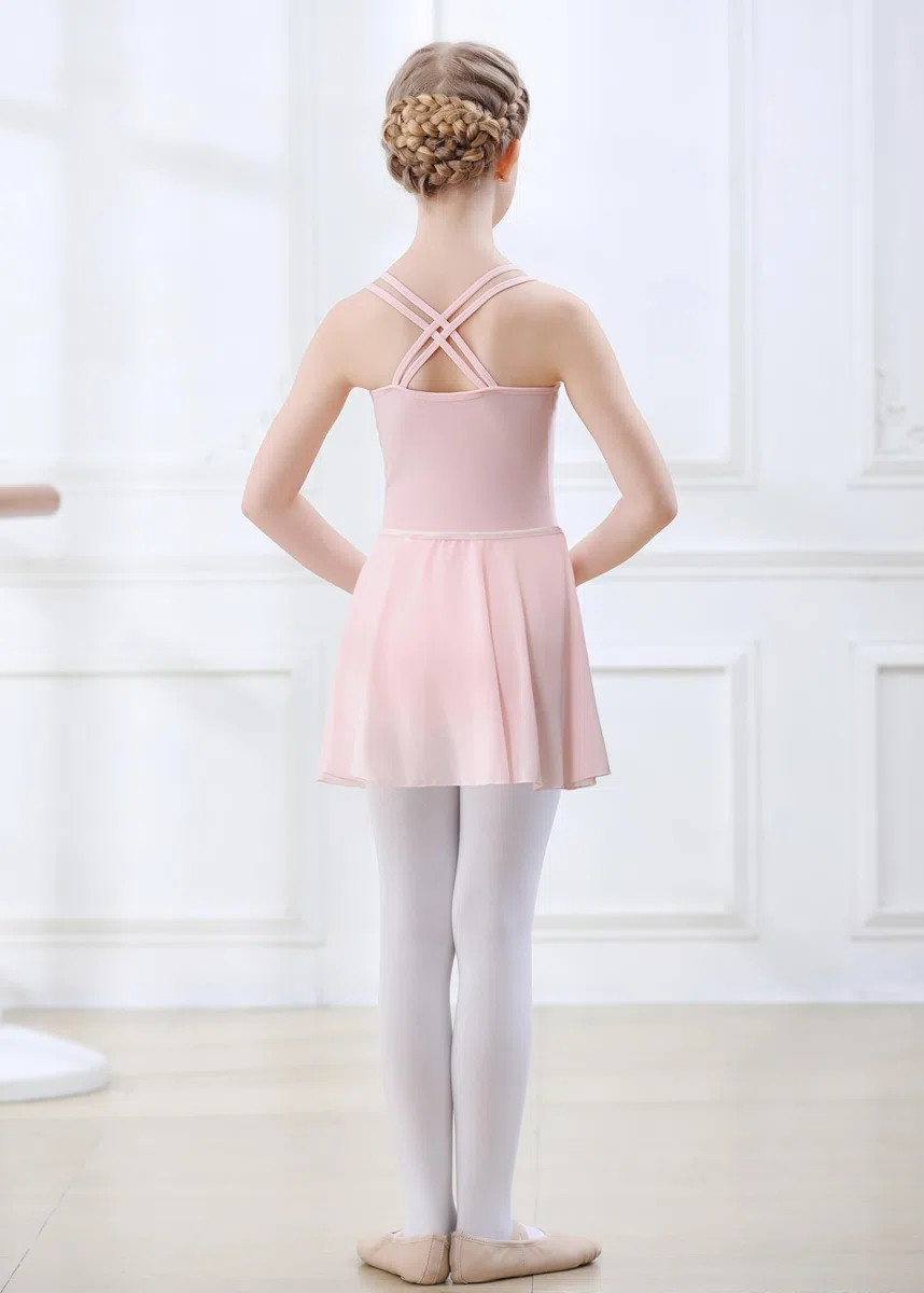Vestito Body da Balletto Danza per Ragazze Bambina Gonna Cotone Spalline Sottili