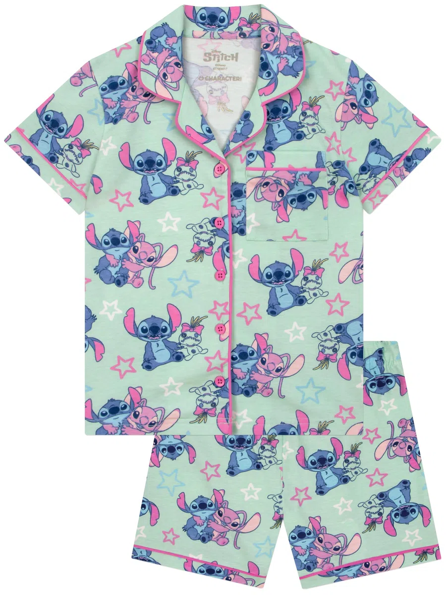 Disney Lilo & Stitch Pigiama Bambina, Pigiama Ragazza Estivo con Angel e Stitch