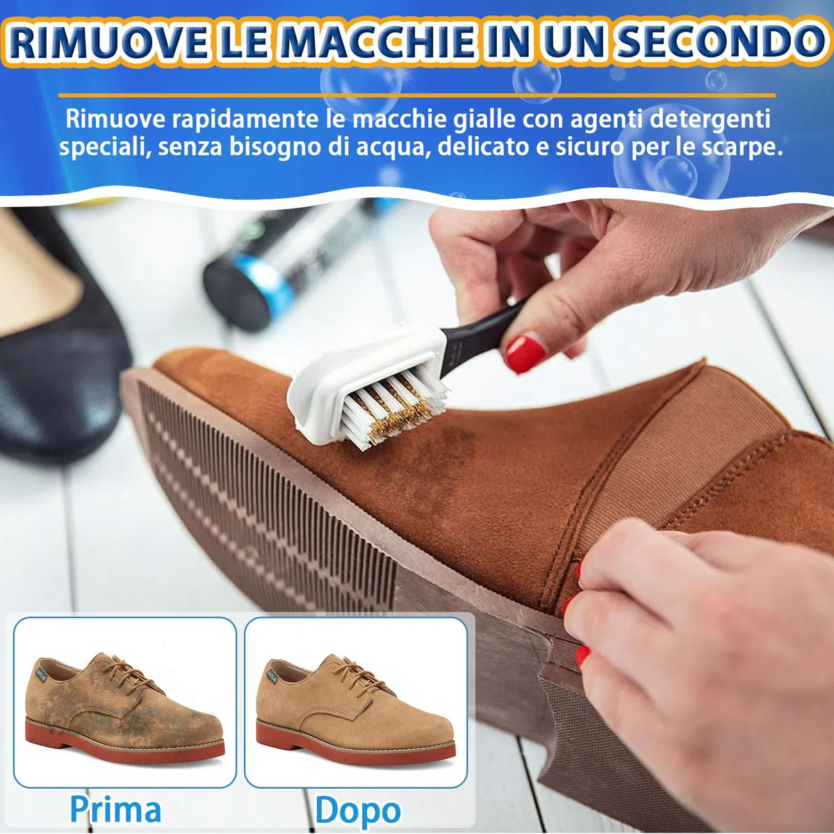 Pulizia Scarpe Scamosciate, Kit Pulizia Scarpe, Pulisci Scarpe con Spazzola e Asciugamano, Pulizia Camoscio Scarpe Schiuma Rimuove Macchie, Suede Cleaner per Scamosciato, Nabuk, Maglia,Sneakers,Pelle