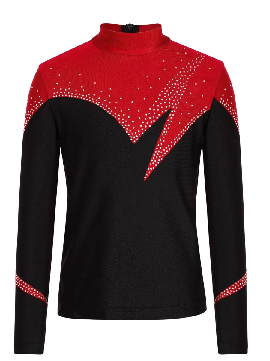 CHICTRY Camicia da Ballo Latino Americano per Bambino con Paillettes Maglietta da Pattinaggio Artistico Vestito da Balletto Valzer Samba Rumba Tango Dancewear