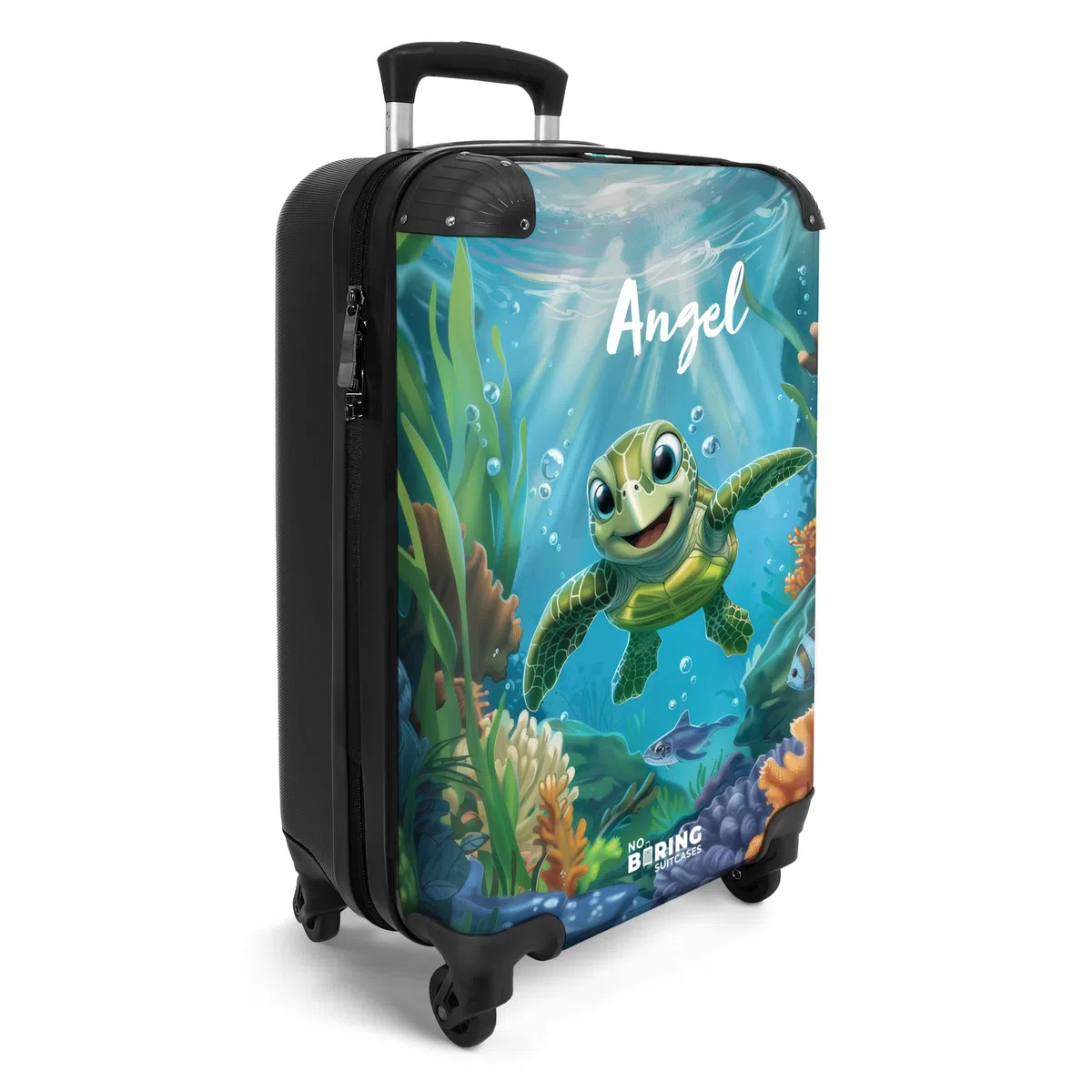 NoBoringSuitcases.com Valigia Personalizzabile Trolley Tartaruga - Blu (55x40x20 cm)