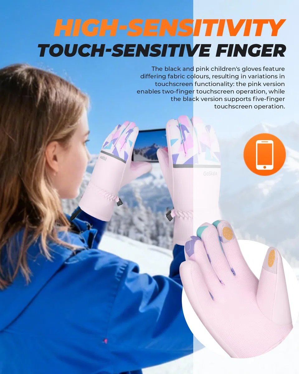Guanti Termici Invernali Bambino, Guanti Sportivi Bici Impermeabili, Antivento, Antiscivolo con Touchscreen per Ragazzo Ragazza 4 ai 12 anni (Portiere, Ciclismo, Calcio, Sci, Corsa)