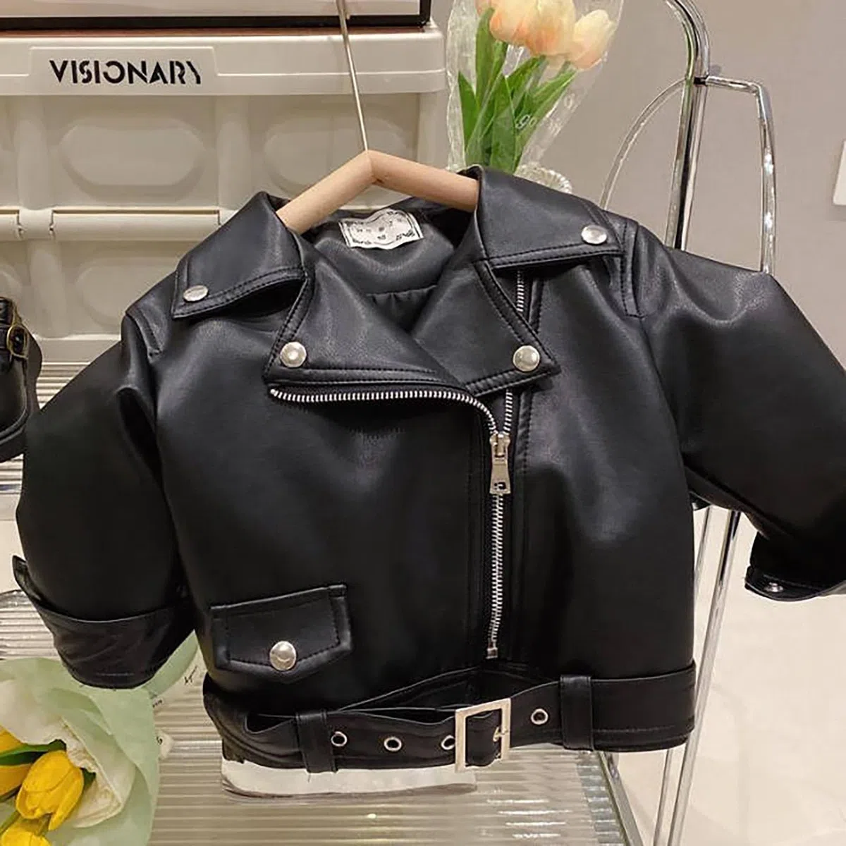 Gilet per bambini Piuttosto Fresco Stile Grande Cerniera Giacca di Pelle Giacca 2024 Inverno Moda Top Giubbotto Giù Bambini Nero