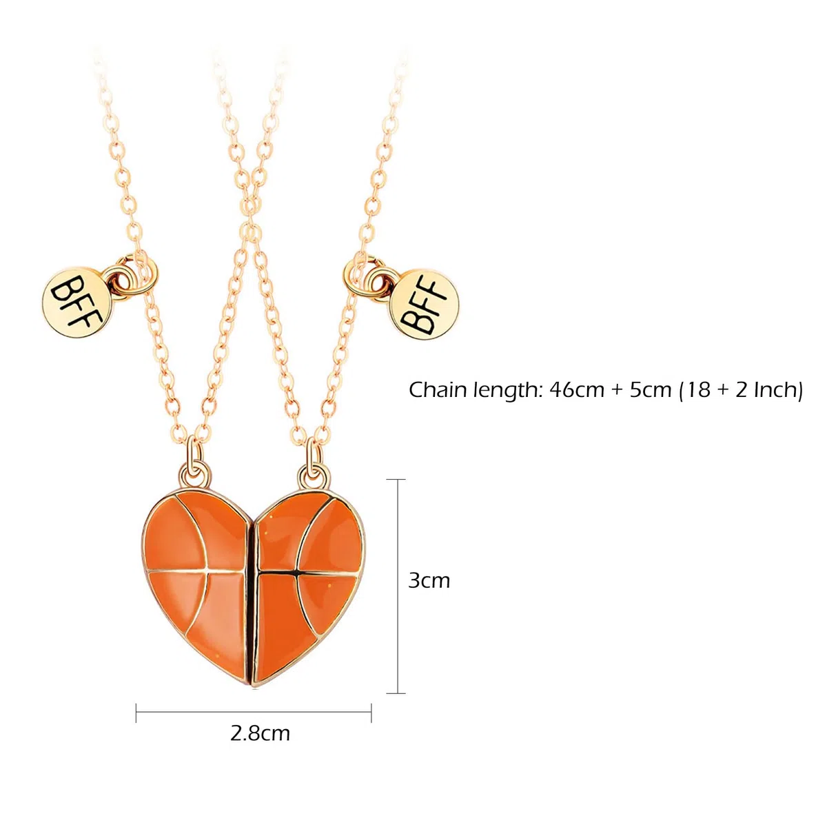 CERSLIMO Collana magnetica con ciondolo a forma di pallone da basket per ragazzi e ragazze, 2 collane abbinate a tema basket e calcio, regalo magnetico per migliore amico, regalo di compleanno,