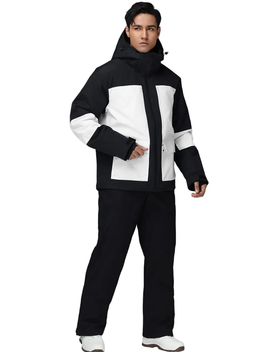 HOTIAN Set giacca e pantaloni da sci da uomo, traspirante, impermeabile, antivento, con cappuccio rimovibile, set da snowboard