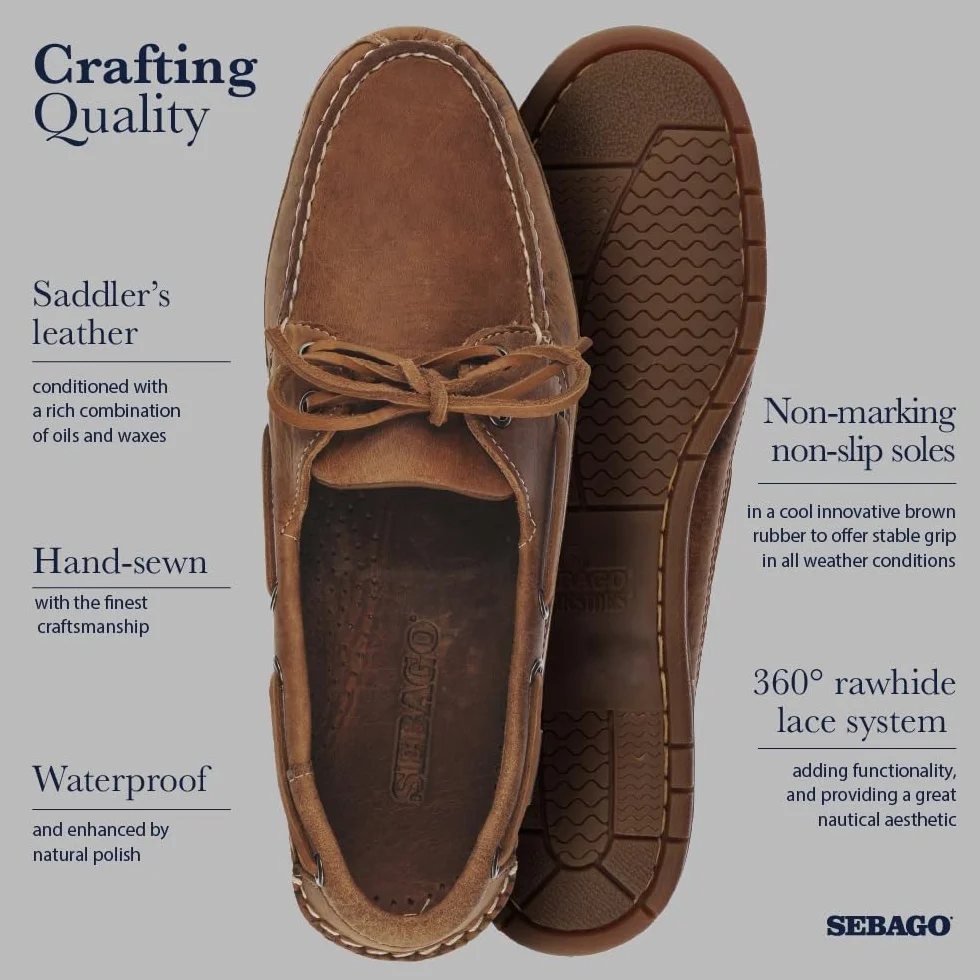 Sebago Scarpette da Barca da Uomo Schooner Crazy Horse Marrone