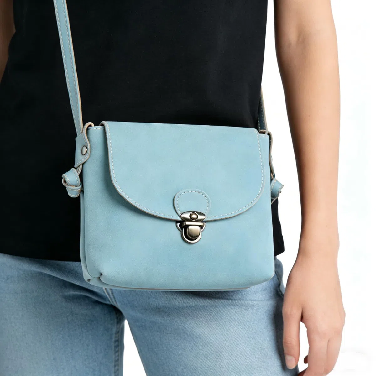 Borse a Tracolla Piccole con Chiusura Fibbia Mini Borsa in Pelle Sintetica Borsello Porta Cellulare Regalo Per Donna e Ragazza (Verde)