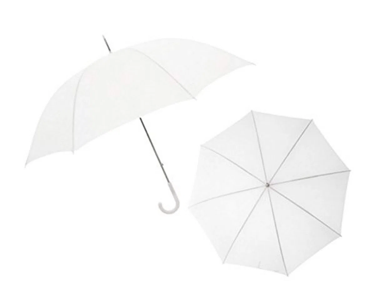 Ombrello grande sposa bianco diametro 115 cm con rifiniture bianche