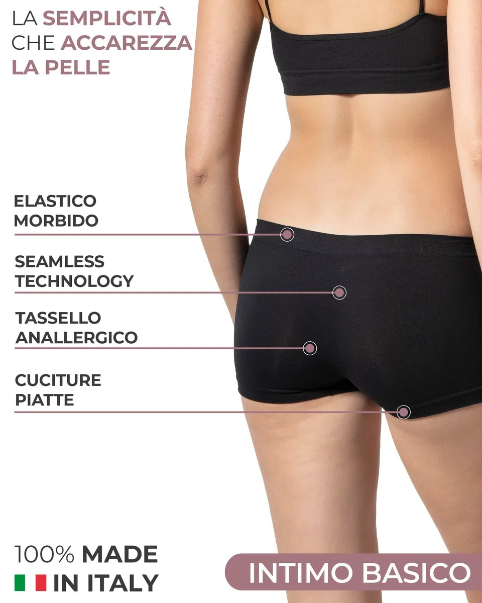 Risalti Culotte Donna Vita Bassa Microfibra 3 pz - Mutande Boxer Donna Elasticizzate, Culotte Microfibra Senza Cuciture ed Etichette, Intimo Traspirante più Morbido del Cotone – Made in Italy