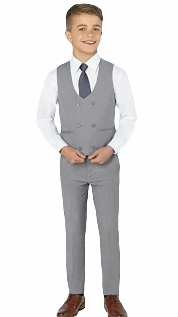 Vestito elegante per bambini, 3 pezzi, con giacca con revers a lancia, gilet e pantaloni, smoking da bambino, per matrimoni e feste