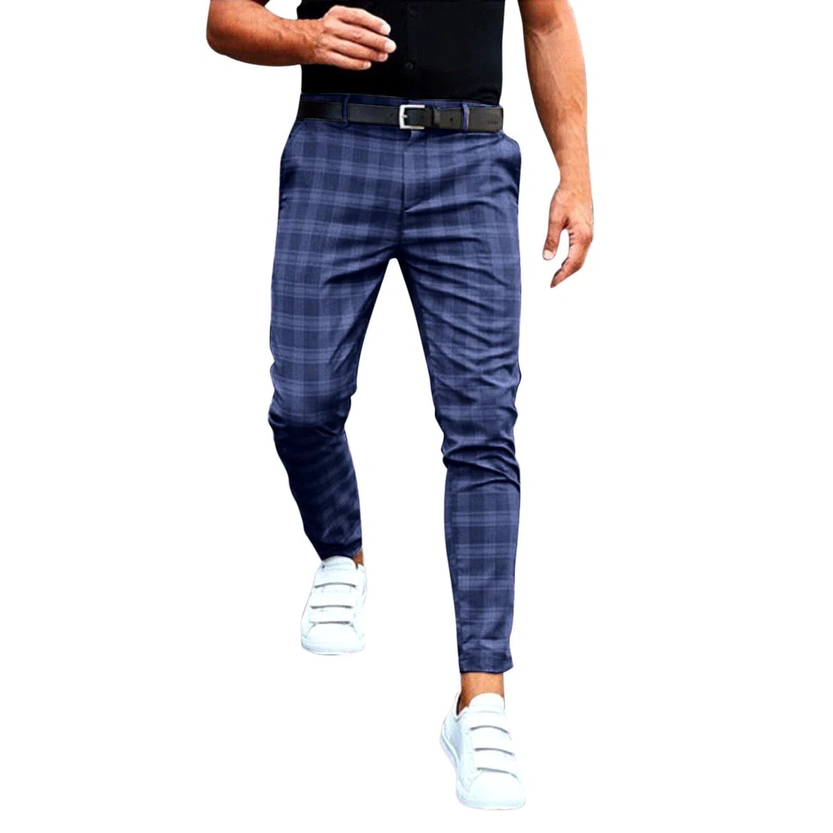 Pantaloni da golf da uomo moda casual allentato plaid zip pantaloni allentati grandi dimensioni tempo libero pantaloni dritti pantaloni da uomo a righe